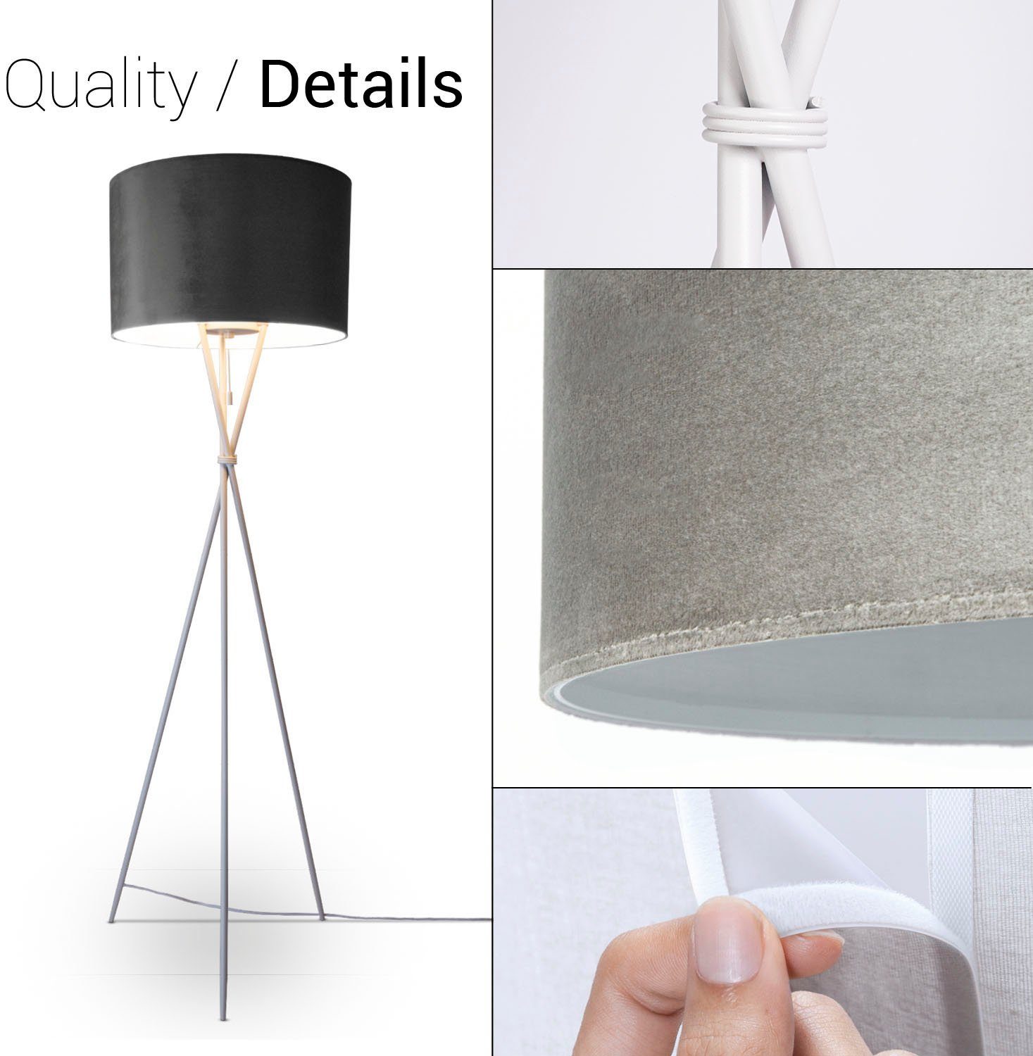 Paco Home 177,5cm Leuchtmittel, Velour uni Standleuchte beere Stehlampe Dreibein Kate Color, ohne Höhe Wohnzimmer E27 Filigran