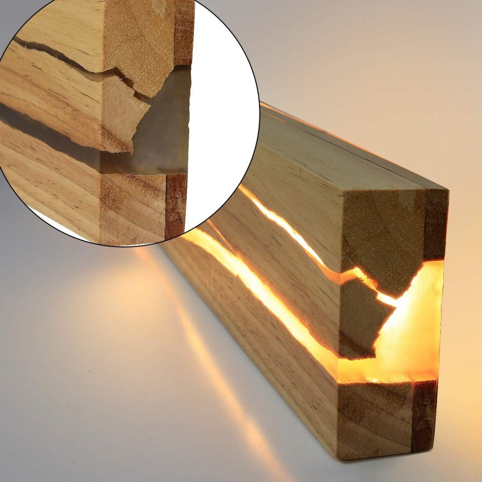 DOPWii Wandlampe drehbar Nachttischlampe warmweißes Holz, 360° Wandleuchte Licht aus