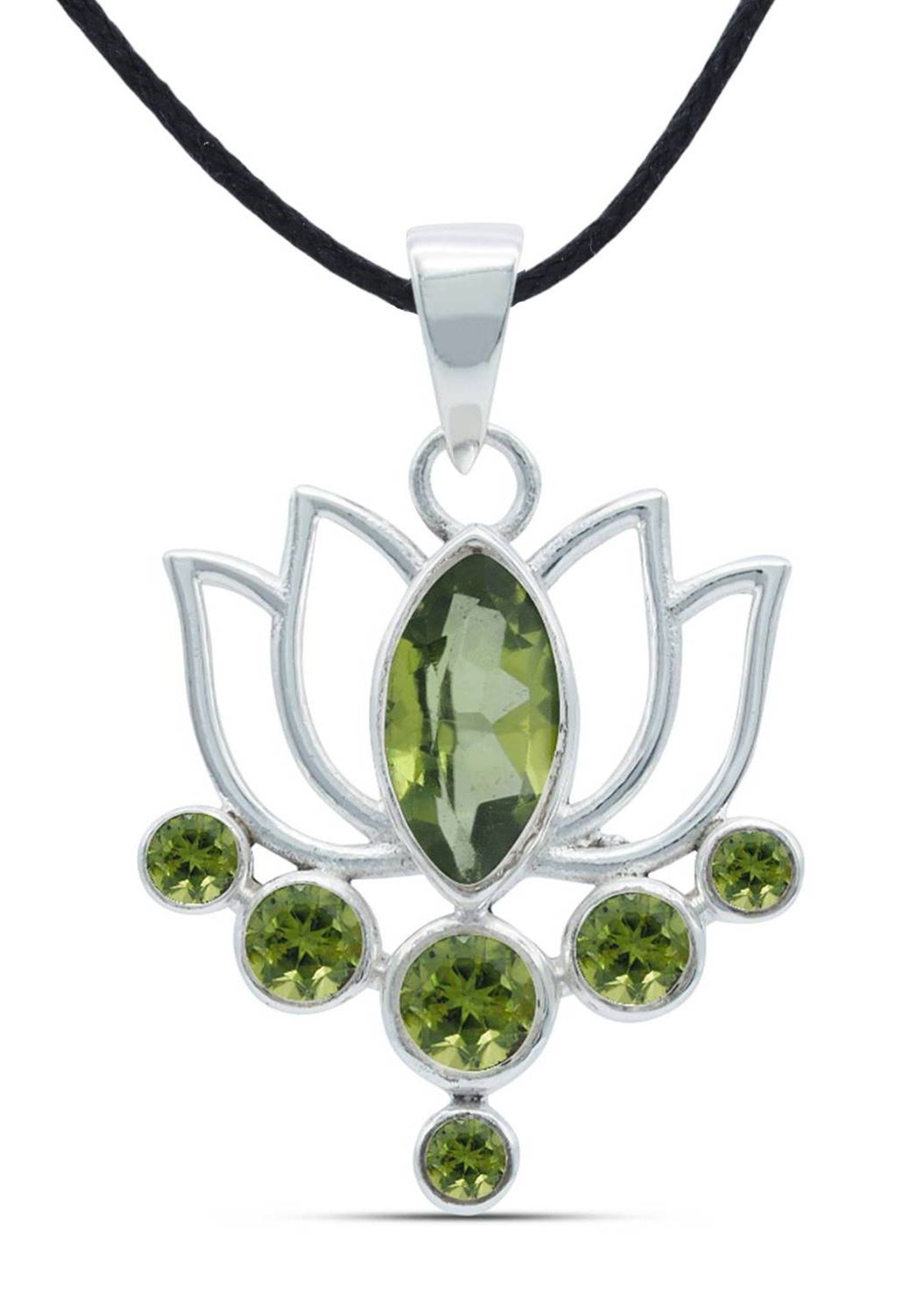 mantraroma Kettenanhänger 925er Silber mit Peridot facettiert