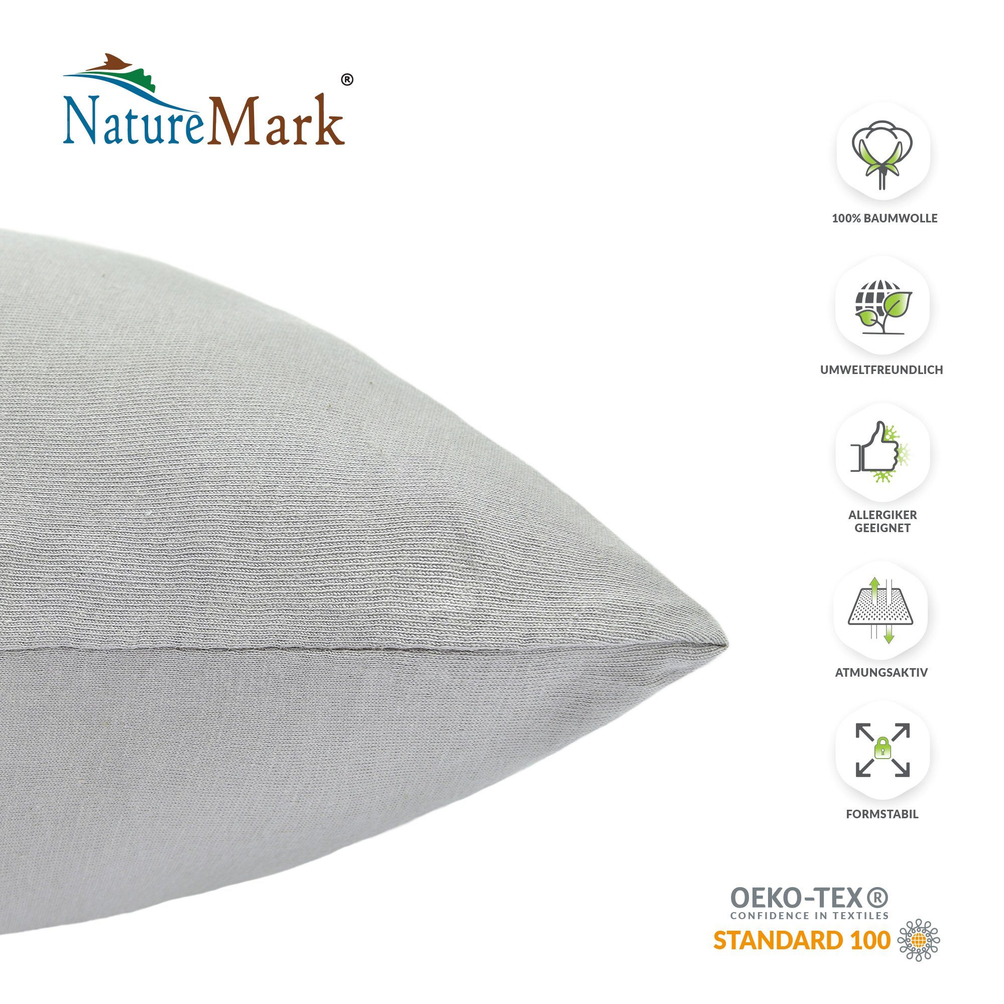 NatureMark Kissenbezüge 2er Pack Jersey Kissenbezug Kissenhülle, (2 Stück), Kissenhülle in vielen Größen und Farben (40 x 40 cm, Silber grau)