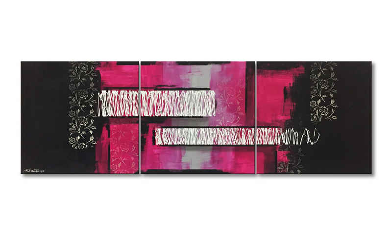 WandbilderXXL XXL-Wandbild Think Pink 210 x 70 cm, Abstraktes Gemälde, handgemaltes Unikat