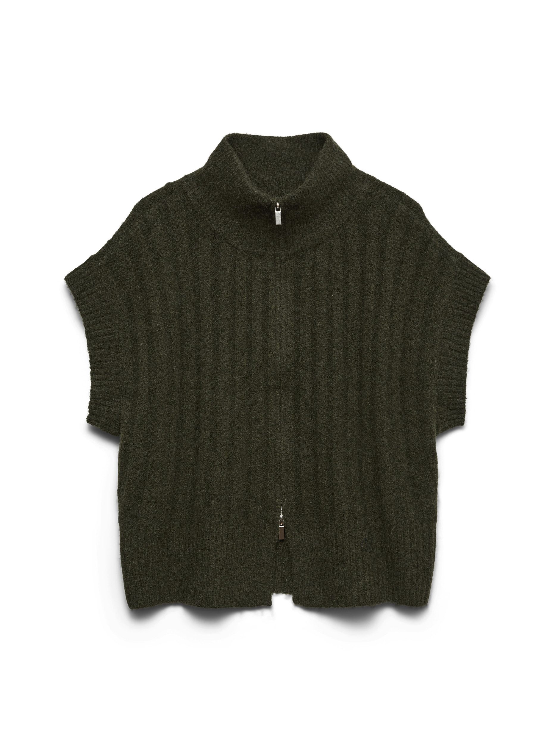 Vero Moda T-Shirt VMBANG RIB SL HIGHNECK ZIPPER VEST Forest Night/MELANGE
