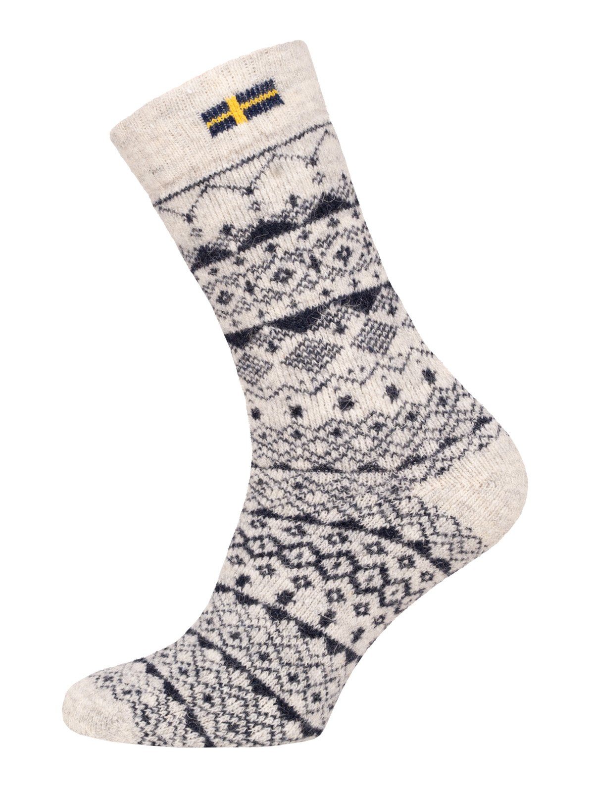 HomeOfSocks Norwegersocken Skandinavische Wollsocke "Jacquard Schweden" Nordic Kuschelsocken Dicke Socken Hyggelig Warm Hoher 80% Wollanteil Norwegischem Design Navy