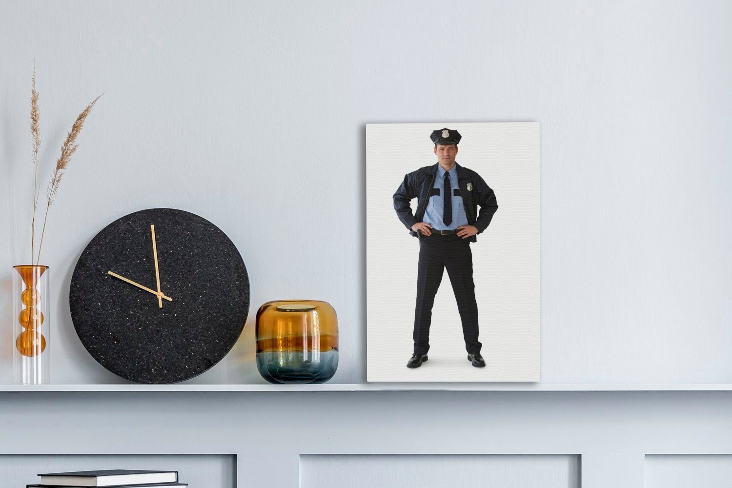 Leinwandbild bespannt Polizisten, Leinwandbild Gemälde, inkl. Zackenaufhänger, Porträt St), eines cm (1 fertig OneMillionCanvasses® 20x30