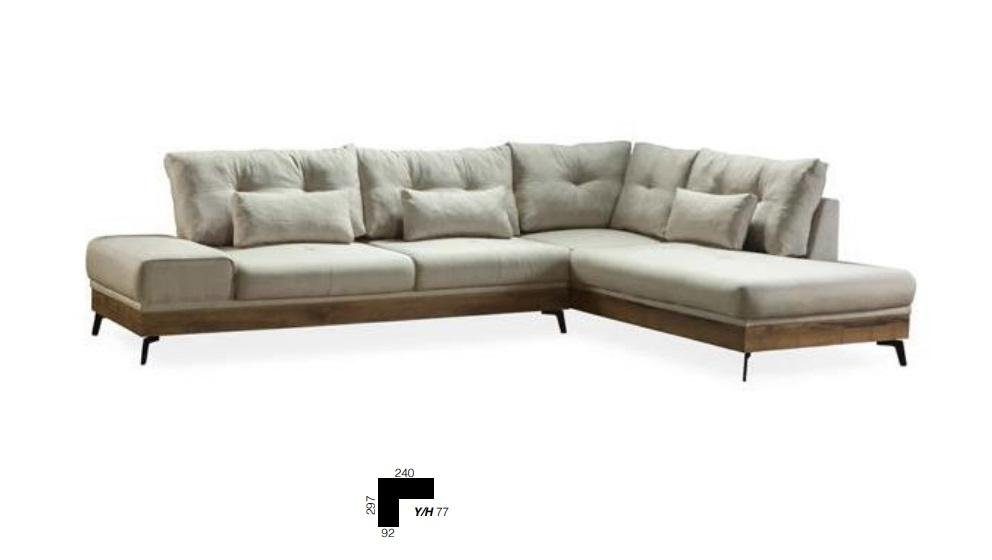 JVmoebel Ecksofa, Möbel Ecksofa Holz L-Form Wohnzimmer Couch Couchen Sofas Sofa