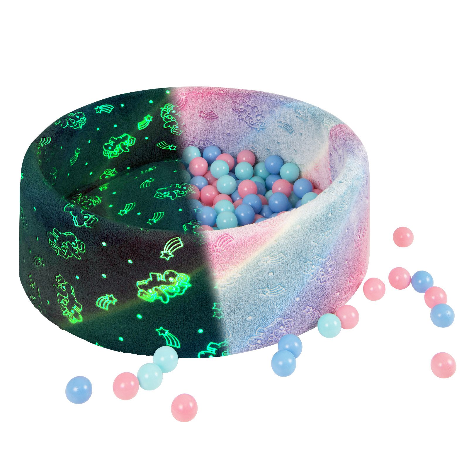 COSTWAY Bällebad, mit 200 Bällen, im Dunkeln leuchtend, für Babys günstig online kaufen