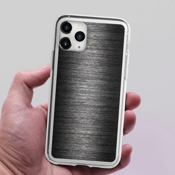 DeinDesign Handyhülle Metallic Look Metal Anthrazit Metal Look - Anthrazit, Apple iPhone 11 Pro Max Silikon Hülle Bumper Case Handy Schutzhülle
