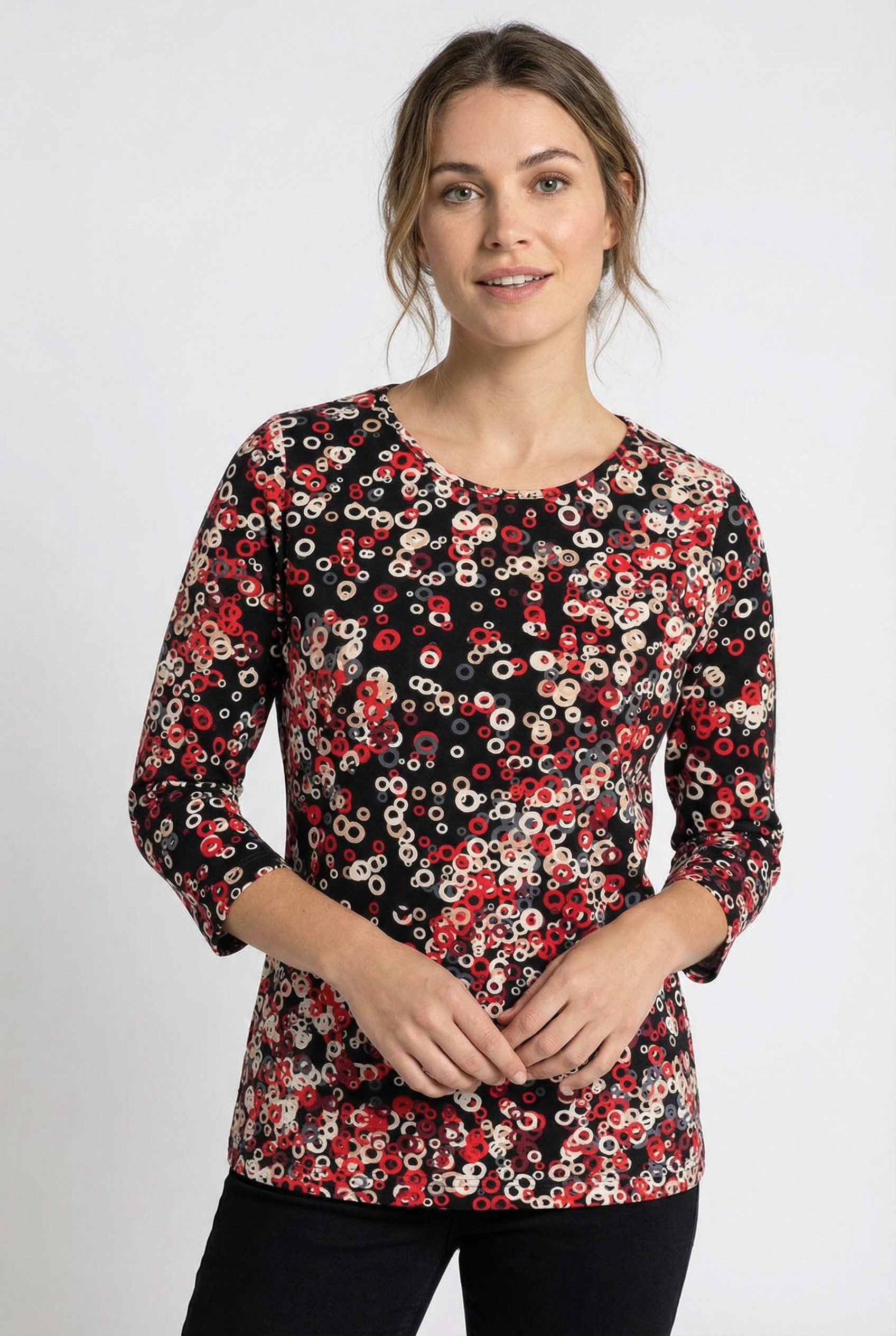 Rabe 3/4-Arm-Shirt mit Rundhals, gemustert