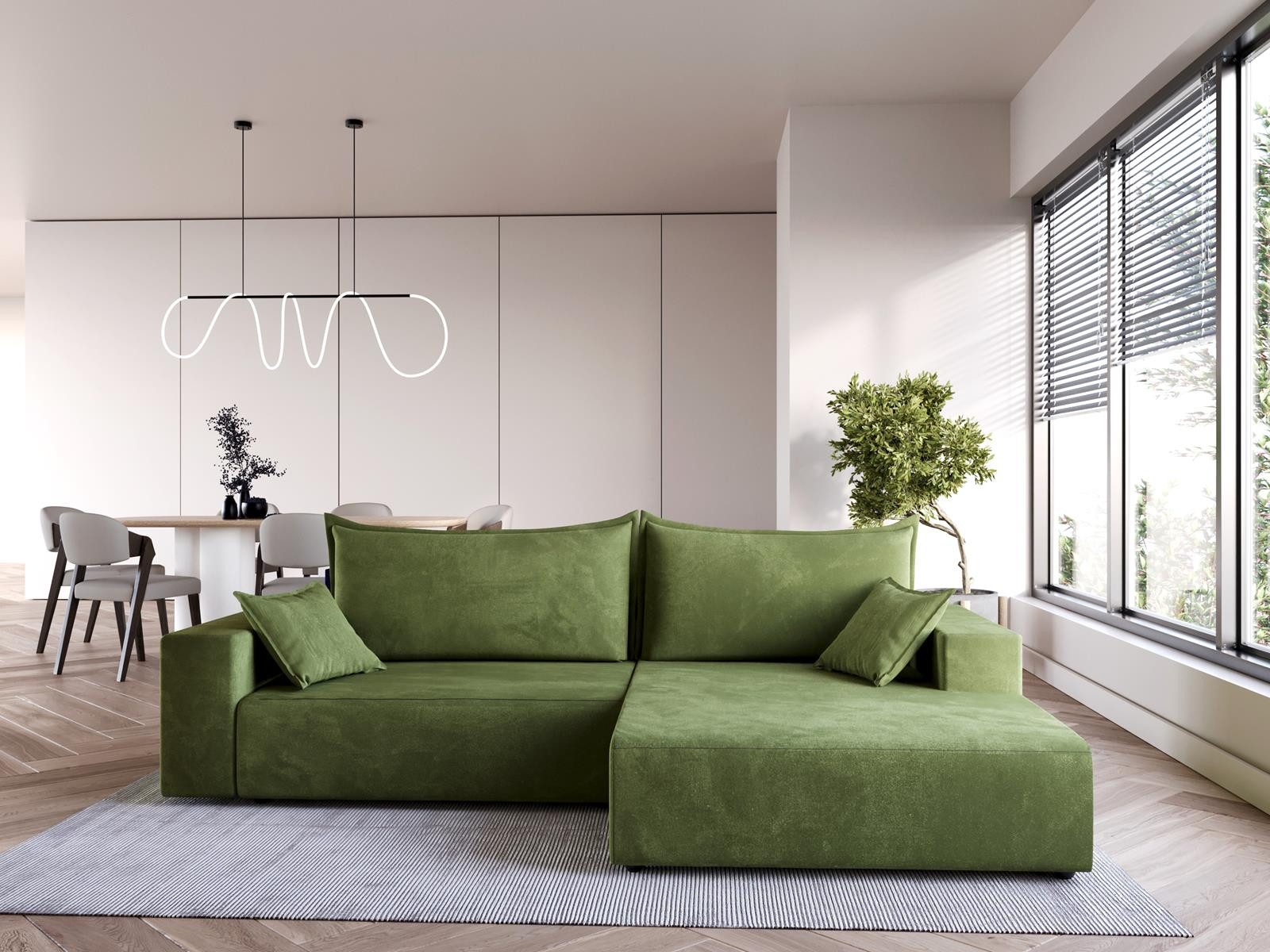 Compleo Ecksofa modern design, 240 cm breit, Modern Couch L mit Schlaffunktion, Schlafcouch Ausziehbar, Eckcouch