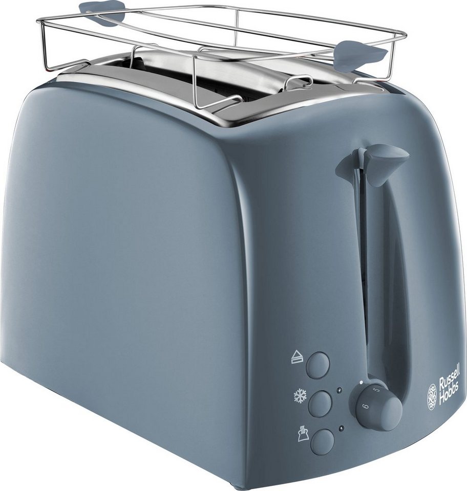 RUSSELL HOBBS Toaster Textures Grey 21644-56, 2 kurze Schlitze, für 2  Scheiben, 850 W, 2 extra breite Toastschlitze, automatische Brotzentrierung