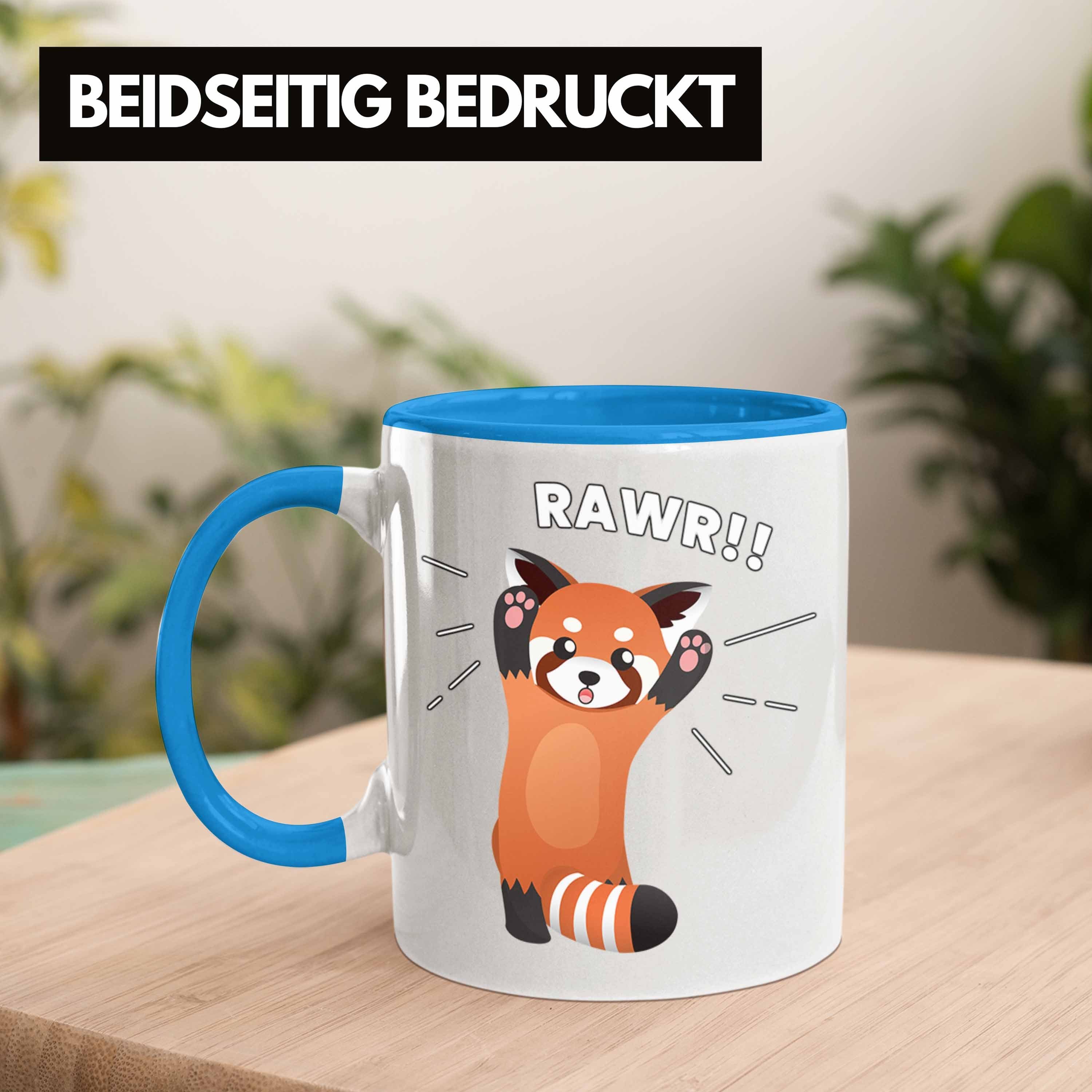 Jungs Grafik Tasse Trendation Tasse Rawr Kinder Lustige für Mädchen Trendation Geschenkidee Blau Roter Panda -