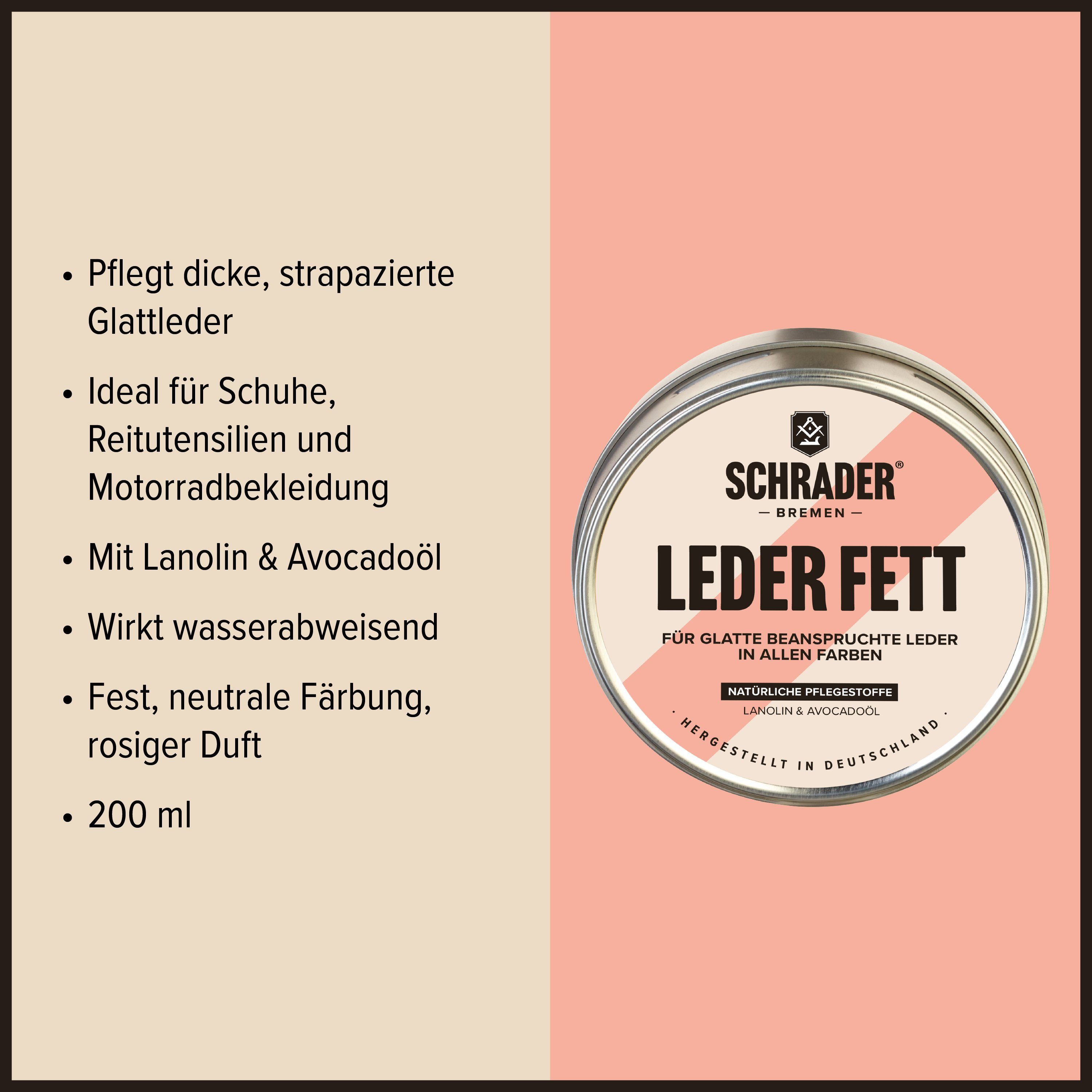 Germany) Made (Lederpflege Lederreiniger - Lederschuhe Schrader 4-teilig in - für Wanderstiefel Pflegeset - strapazierte