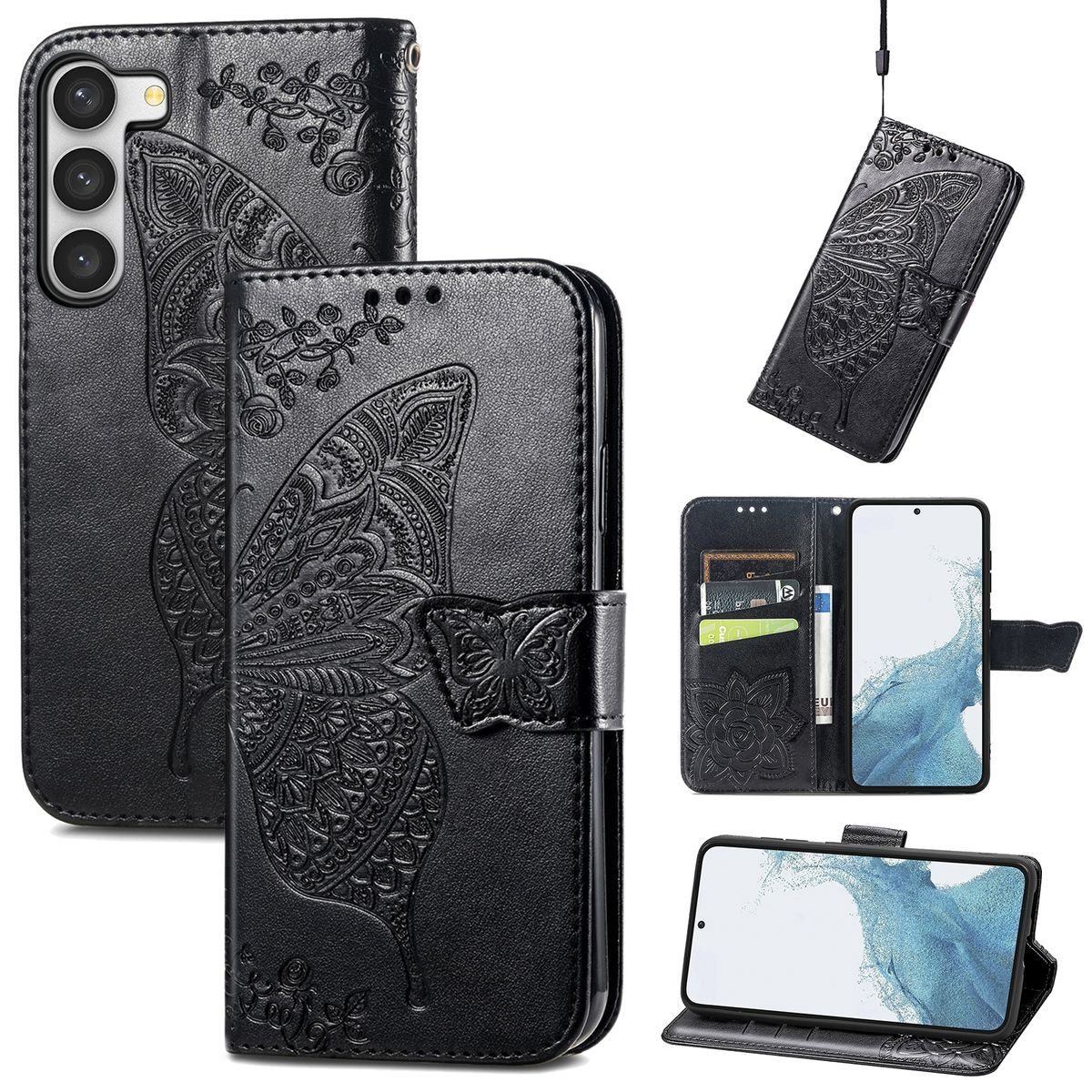 König Design Handyhülle Samsung Galaxy S23 Ultra, Schutzhülle Schutztasche Case Cover Etuis Wallet Klapptasche Bookstyle