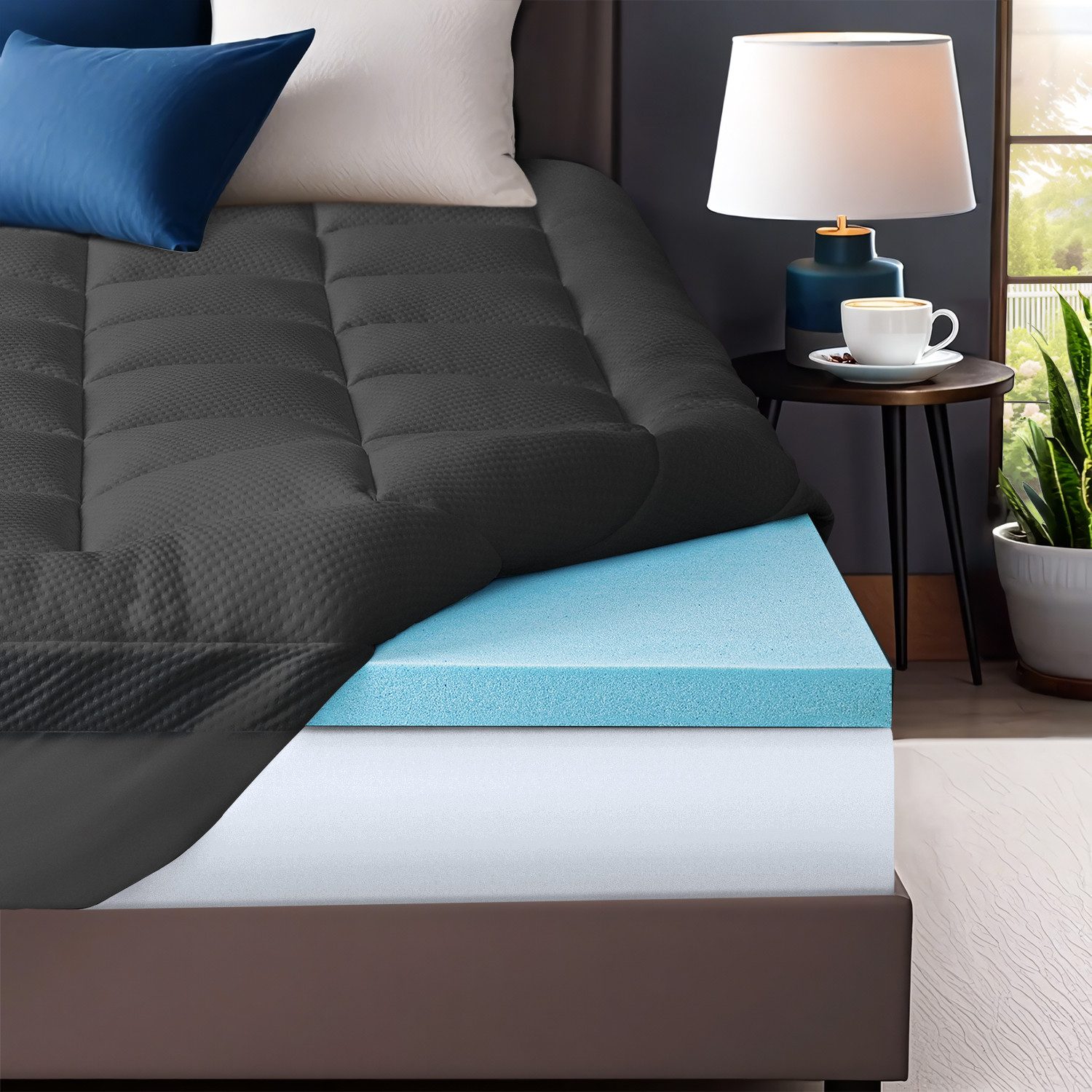 Elemuse, Topper Gel Schaum H3/H4 Topper mit Waschbar Bambusfaser Bezug, 7cm günstig online kaufen