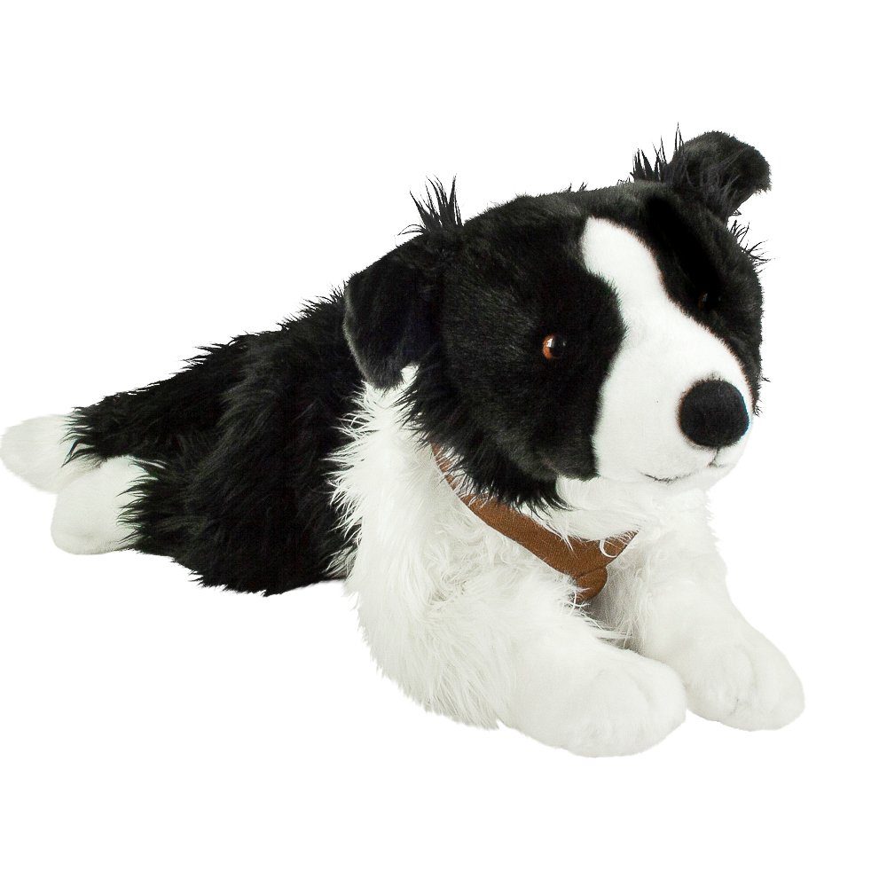 Teddys Rothenburg Kuscheltier Border Collie schwarz weiß 62 cm Hund groß  mit Geschirr Uni-Toys