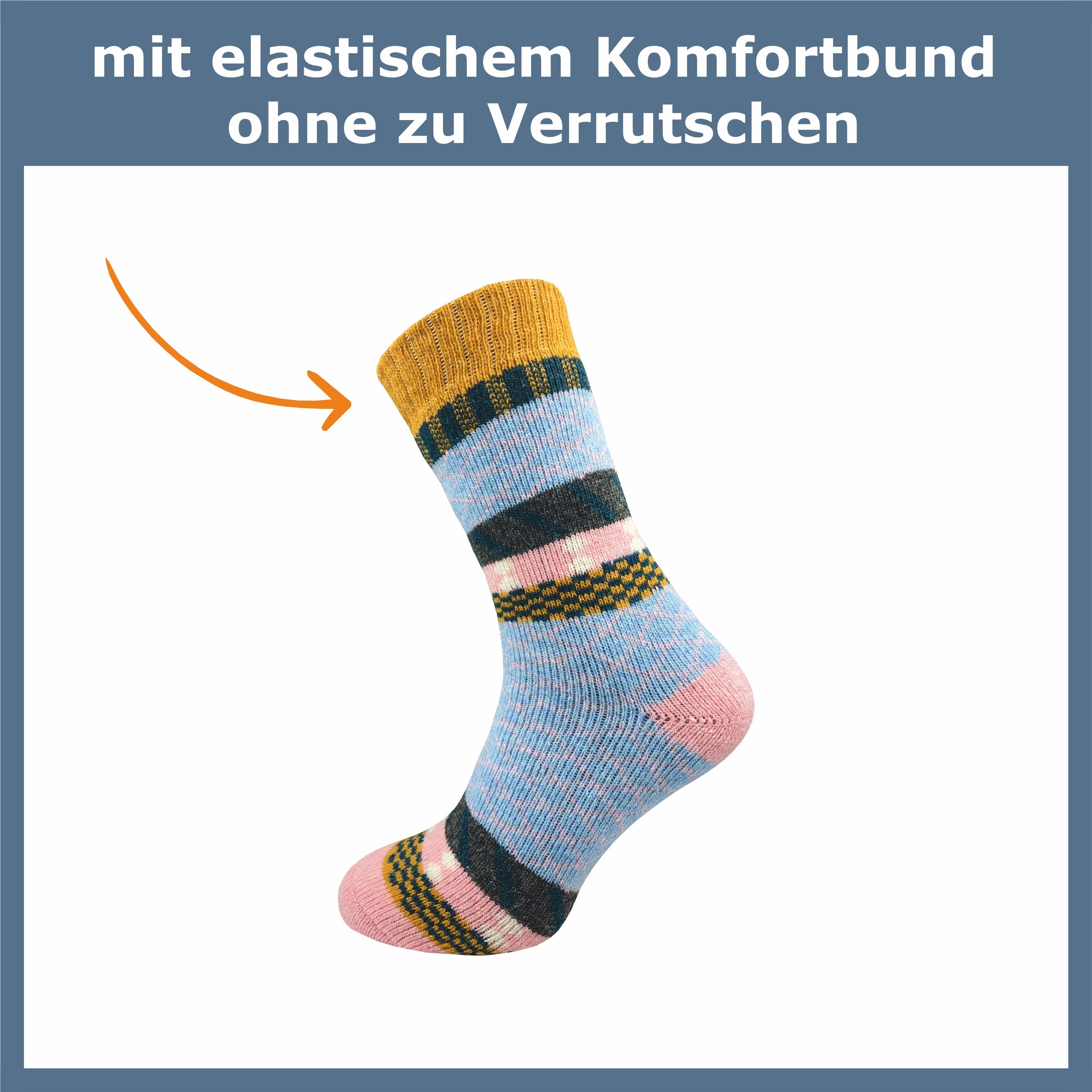 GAWILO Norwegersocken für Damen mit Wolle im skandinavischen Look (2 Paar) Extra warm & weich - Komfortbund ohne Gummidruck