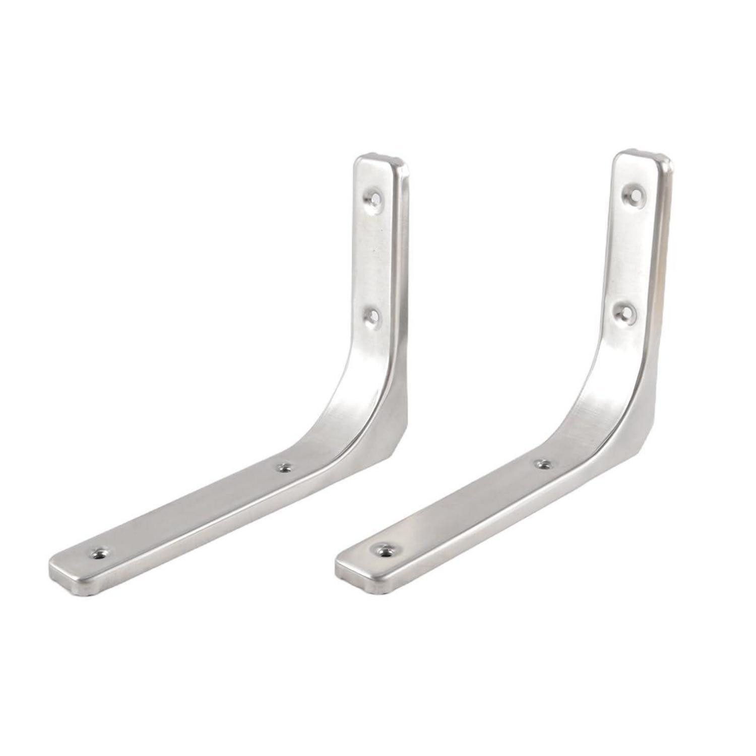 LuxusKollektion Wandregalhalter Regalhalterung Edelstahl L-Form, 2-tlg.