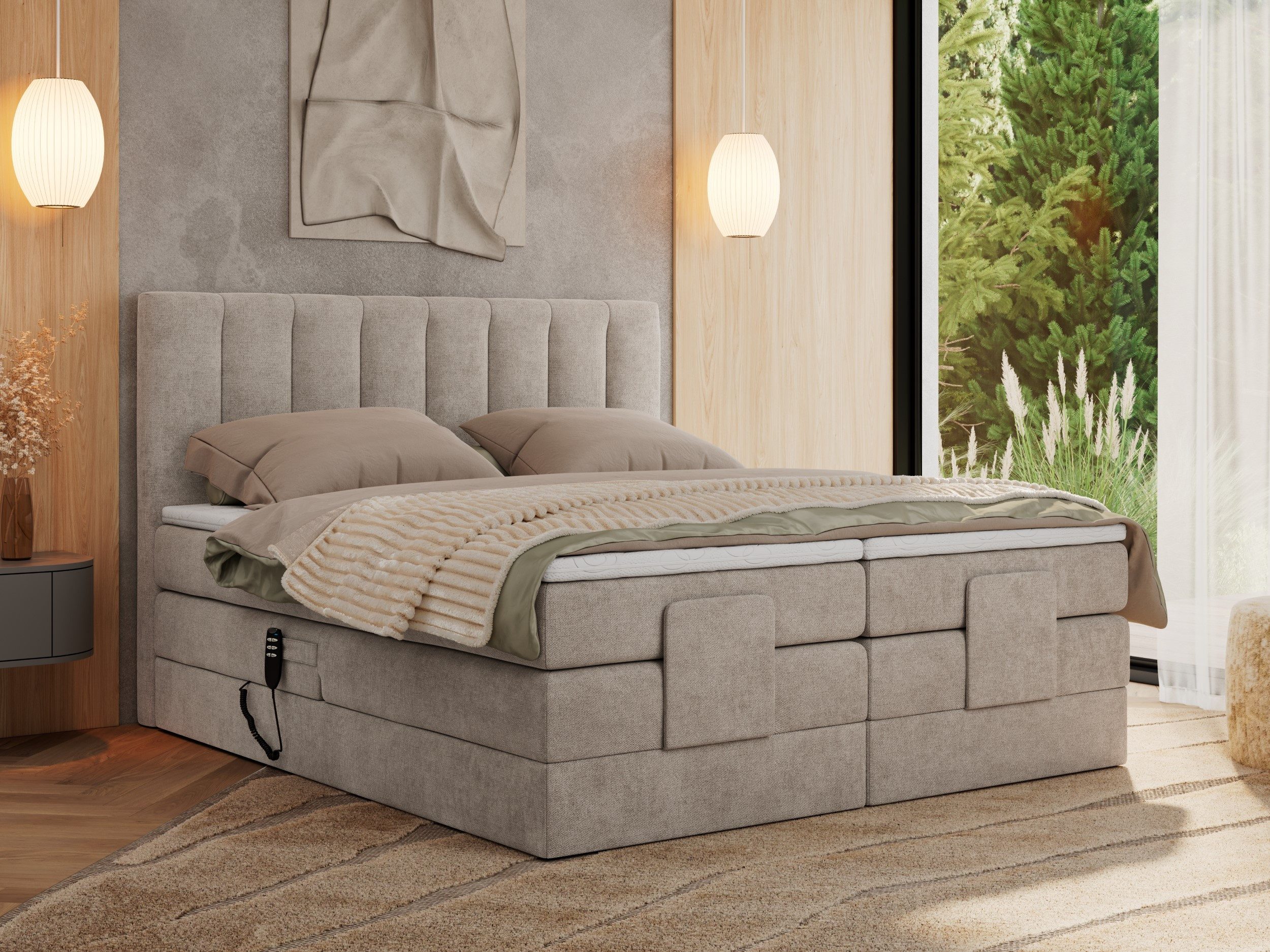 MKS MÖBEL Boxspringbett COMFORTO (Set, Packung, Multipocket-Matratzen, T30-Schaum, Toppper), Doppelbett mit Elektrisch verstellbare, zwei Bettkasten