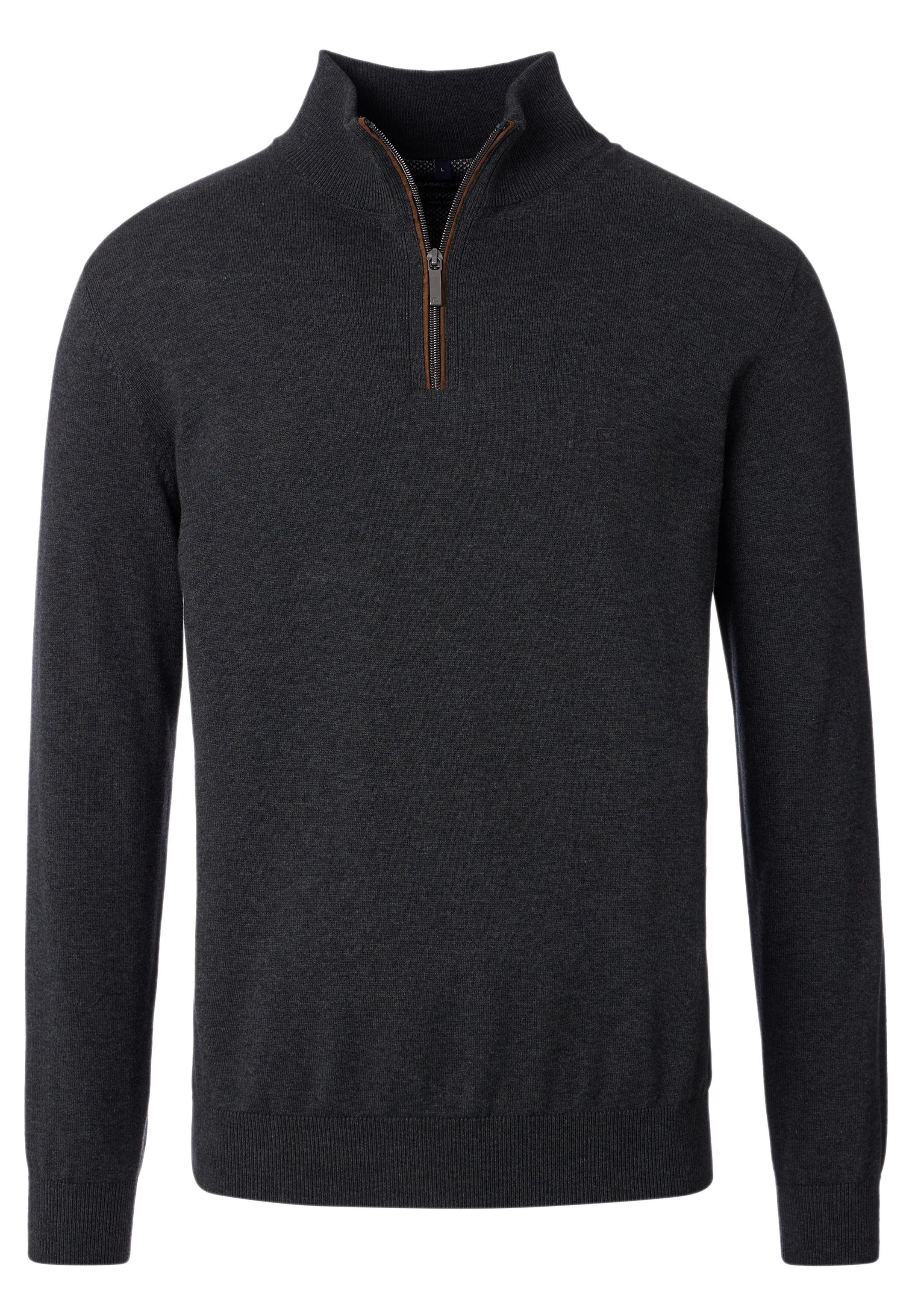 CASAMODA Strickpullover Basic (1-tlg) Troyer - Baumwolle - Atmungsaktiv - Feine, elegante Strickstruktur