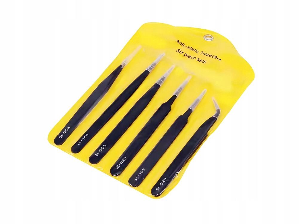 VERK GROUP Präzisionspinzette 6x ESD Präzisionspinzetten Set Edelstahl Antistatisch Modellbau, Set, 6-tlg., ESD-antistatisch, 6 verschiedene Spitzen