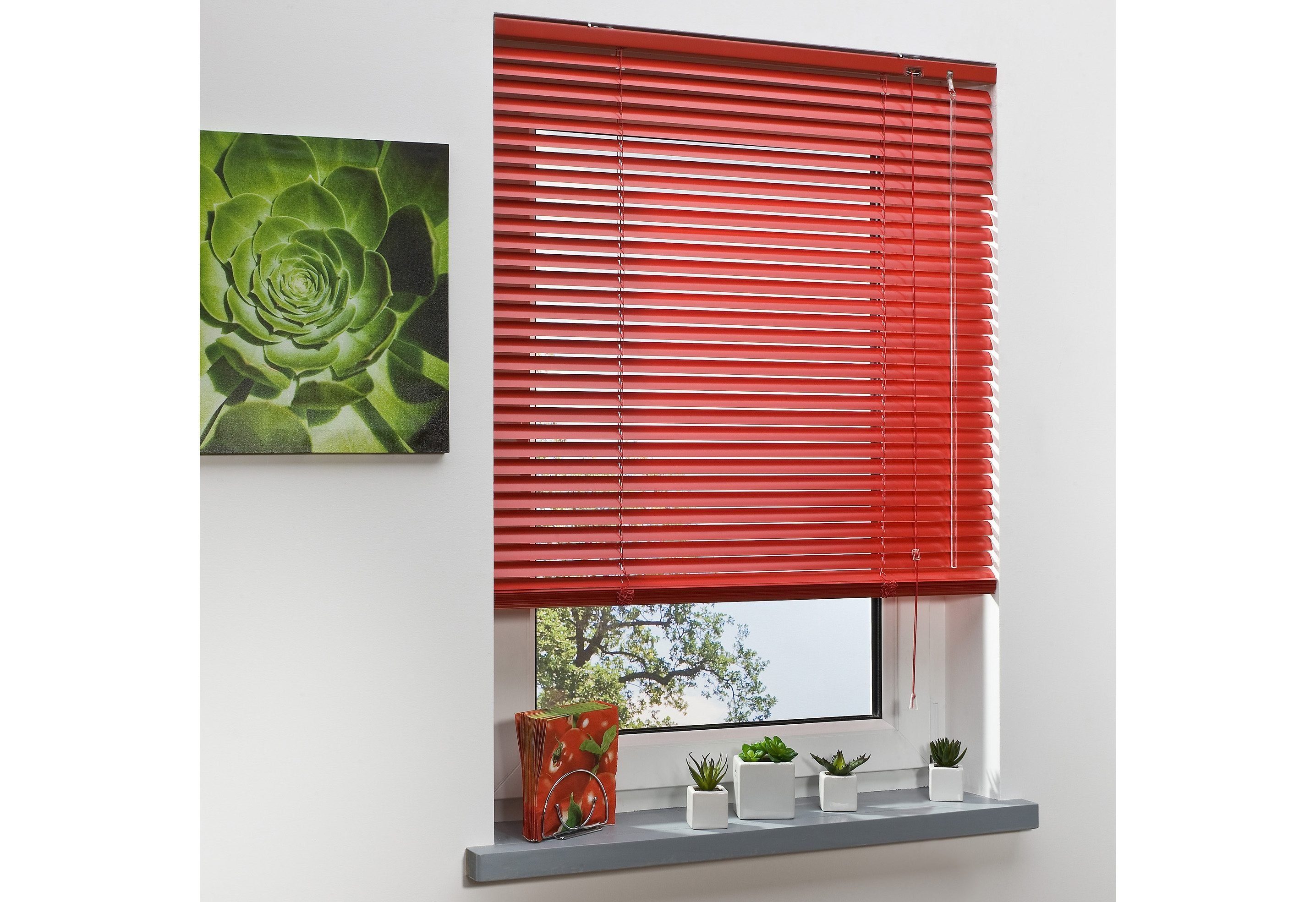 rot Jalousie mit freihängend, Aluminium-Jalousie, Aluminium Liedeco, Bohren,