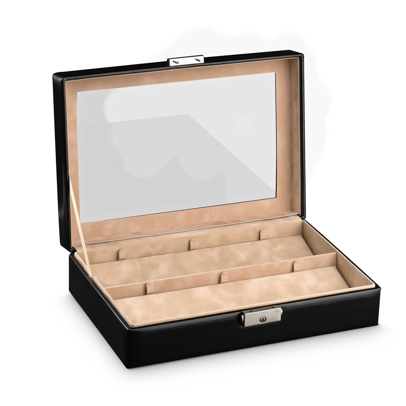 Hermann Jäckle Uhrenbox Maulbronn – für 6 Taschenuhren, Sichtfenster, schwarz, Made in Germany