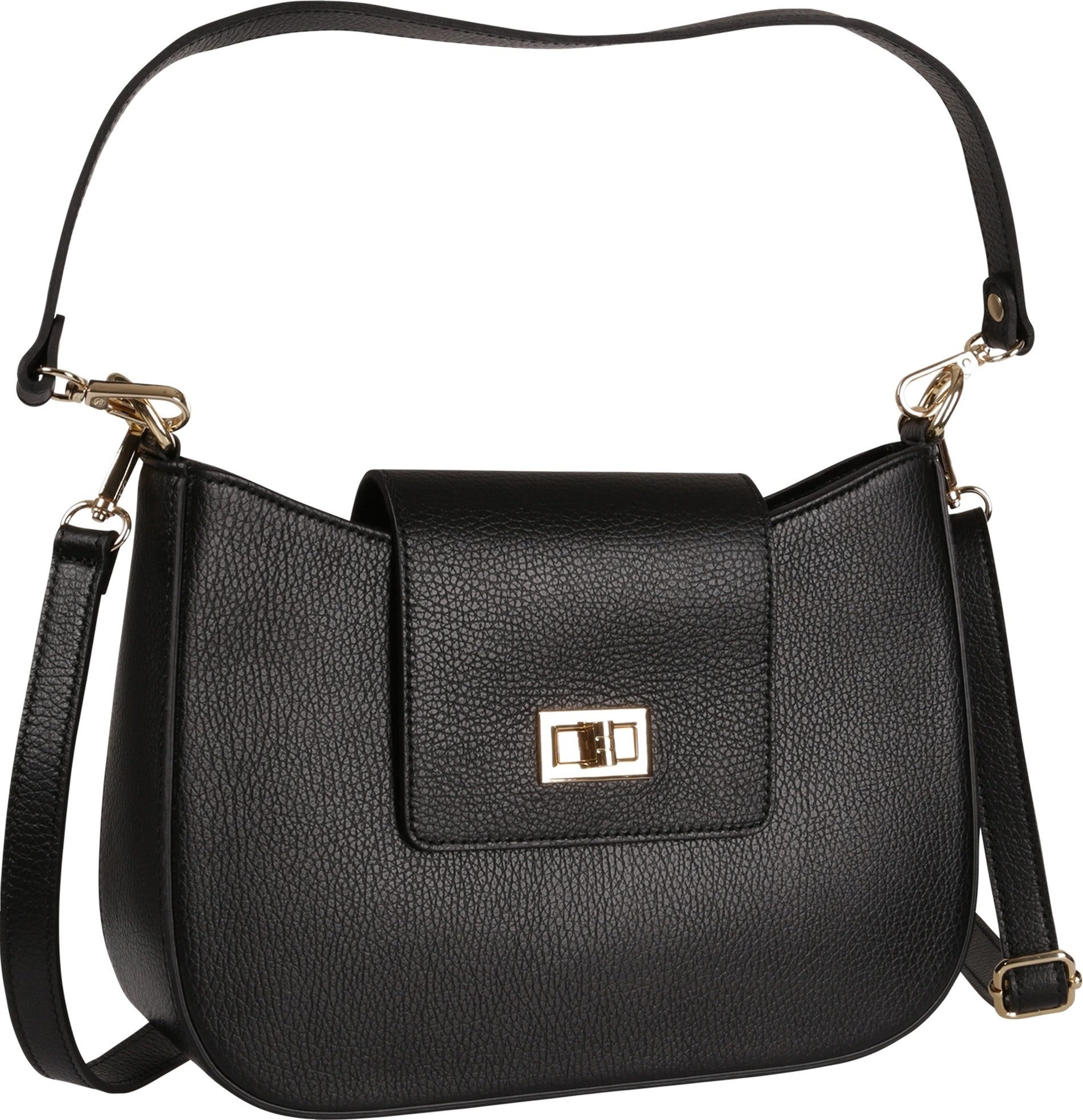 Toscanto Schultertasche Toscanto Tasche schwarz Schultertasche (Schultertasche), Damen Schultertasche Leder, schwarz ca. 28cm x ca. 20cm