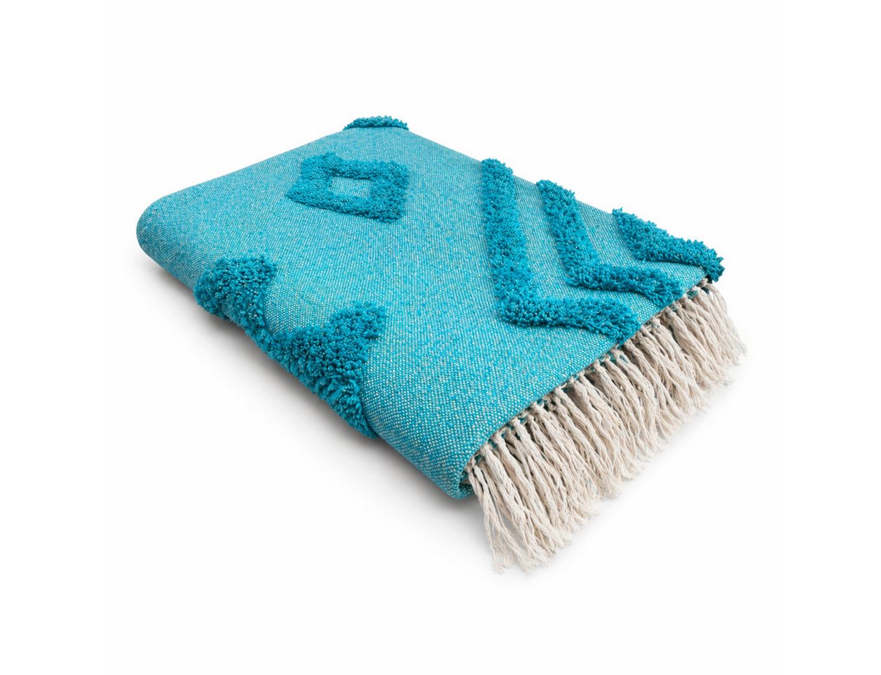 Wohndecke Winter Kuscheldecke mit Fransen » Ibiza Style Wolldecke, VewoTex, 100% Baumwolle » Wohndecke im Boho Style » Couchdecke 130x170cm