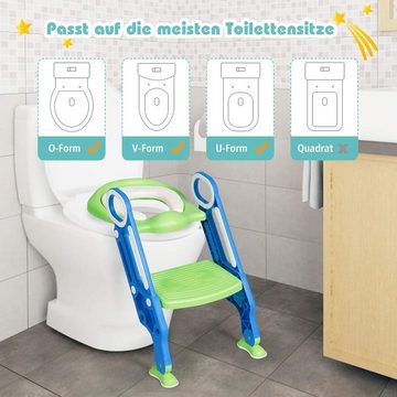 COSTWAY Baby-Toilettensitz Toilettentrainer, höhenverstellbar, mit Leiter&Griff
