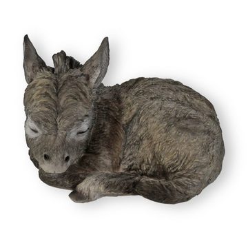 colourliving Tierfigur Esel Figur schlafend Esel Deko Tierfigur Eselbaby, Handbemalt, Wetterfest, Filzfüsse