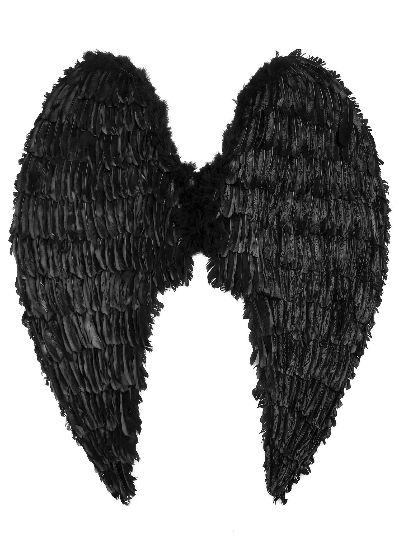 Boland Kostüm-Flügel XXL Schwarze Flügel 120cm Karneval Faschingskostüm, Große Dämonenflügel aus echten Federn