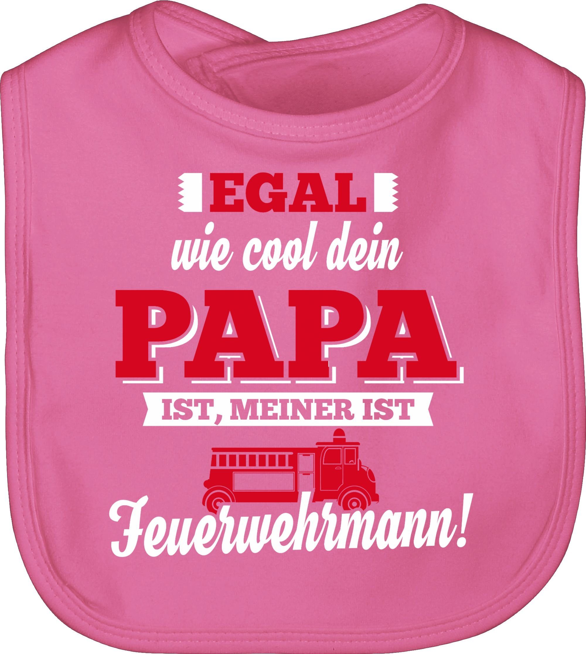 Shirtracer Lätzchen Sprüche Feuerwehrmann, Baby 2 Mein Pink Papa