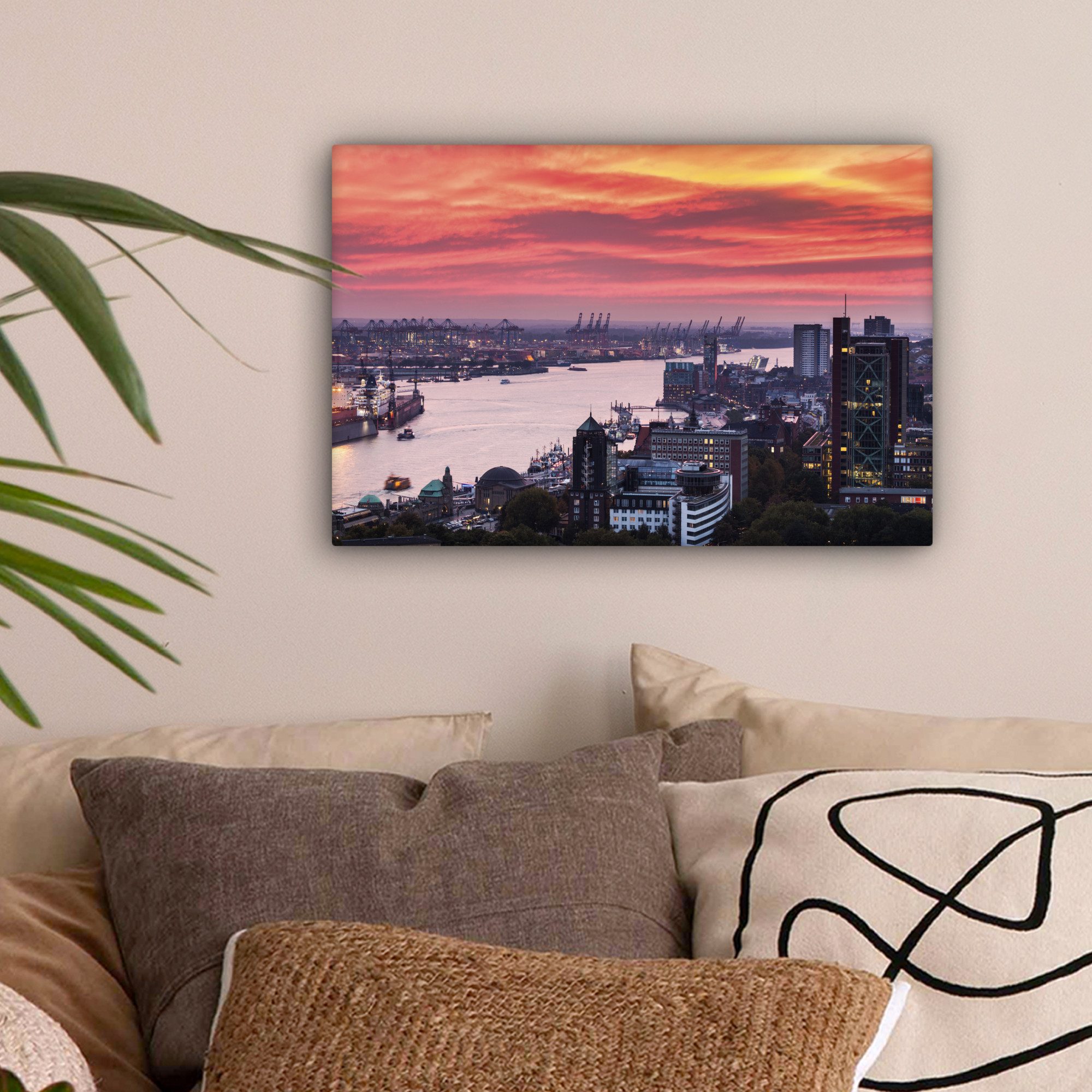 OneMillionCanvasses® Leinwandbild Hamburg - Hafen - Stadt, Fotodruck (1 St) günstig online kaufen