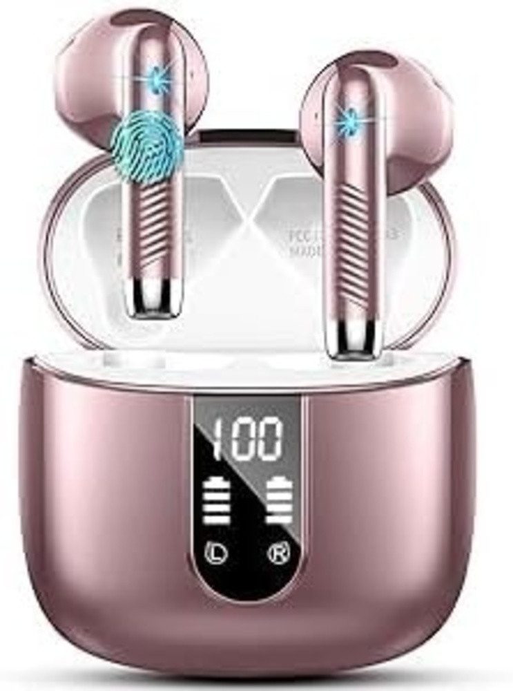 Drsaec Bluetooth 5.4 Kopfhörer mit ENC & 56H Akku In-Ear-Kopfhörer (Das kompakte LED Ladecase zeigt den Akkustand präzise an und ermöglicht bequemes USB C Schnellladen., Kabellose Sport Earbuds mit Deep Bass, IP7 & Touch Control)