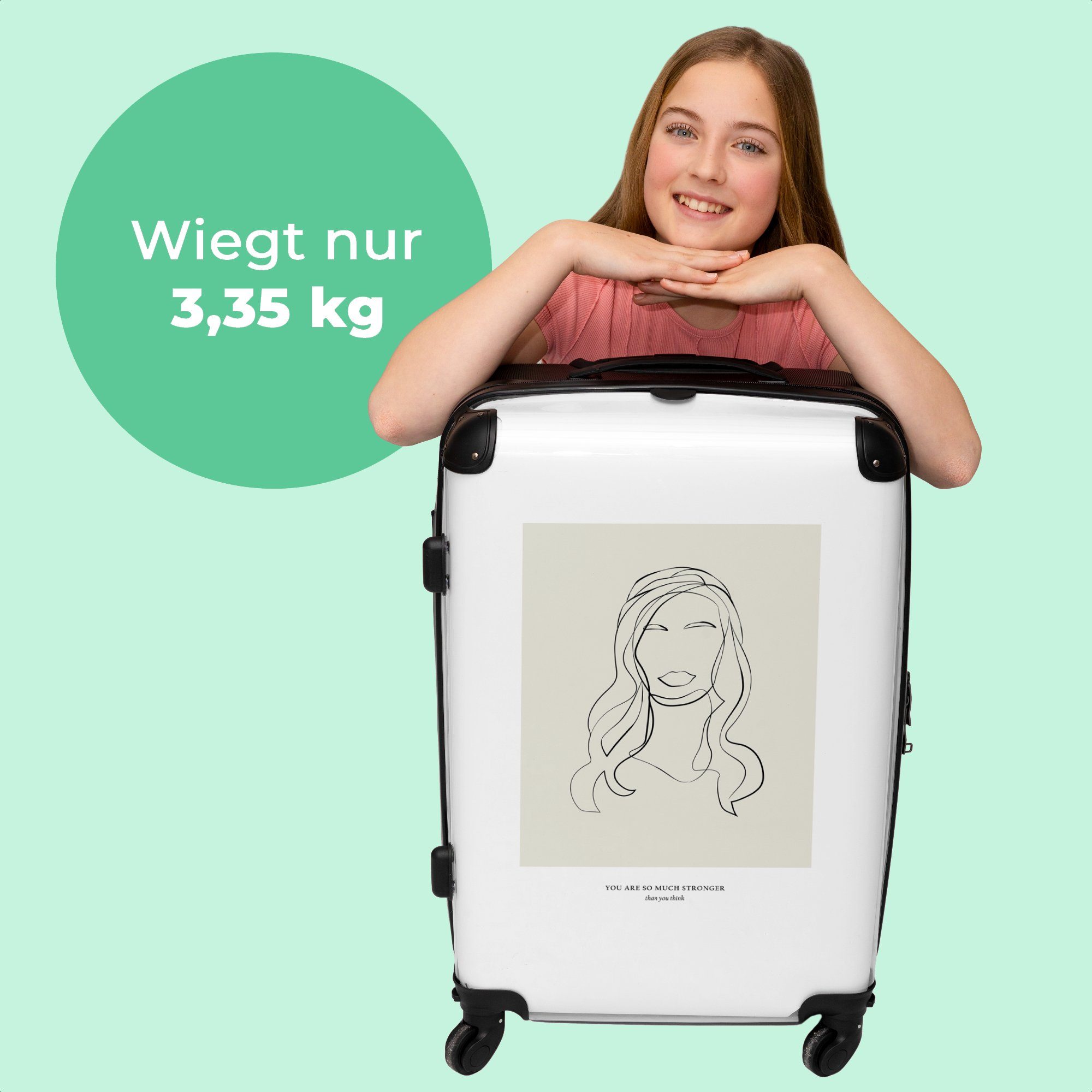 Zitate, - Porträt - Inspiration Reisekoffer - Rollkoffer Frau Große - 4 4 Koffer Aufgabegepäck Rollen, NoBoringSuitcases.com© Abstrakt 67x43x25cm mit Trolley Rollen -