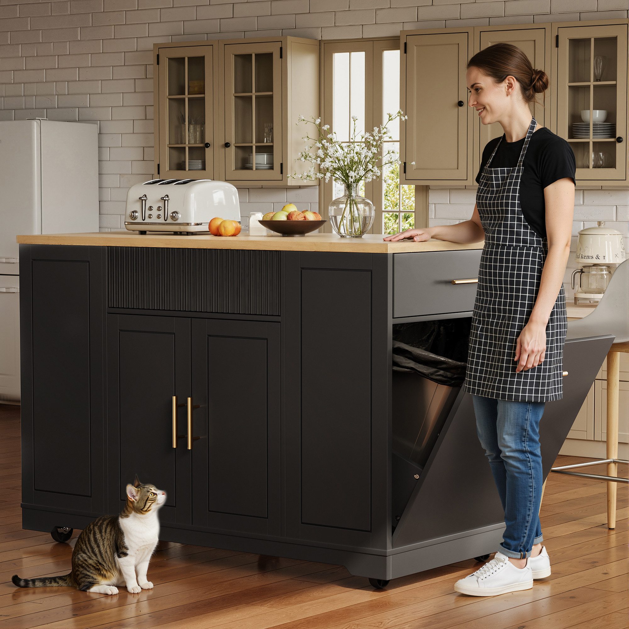 i@home Kücheninsel mit Rollen, Küchenschrank, Servierwagen, 120 x 50 x 92 c günstig online kaufen