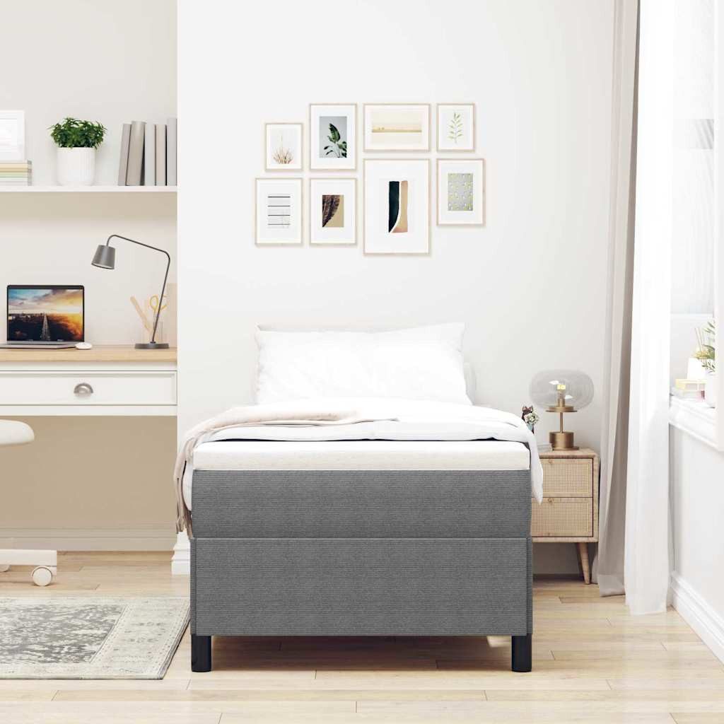vidaXL Bett Boxspringbett Hellgrau 90 x 190 cm Cordstoff (1-tlg)