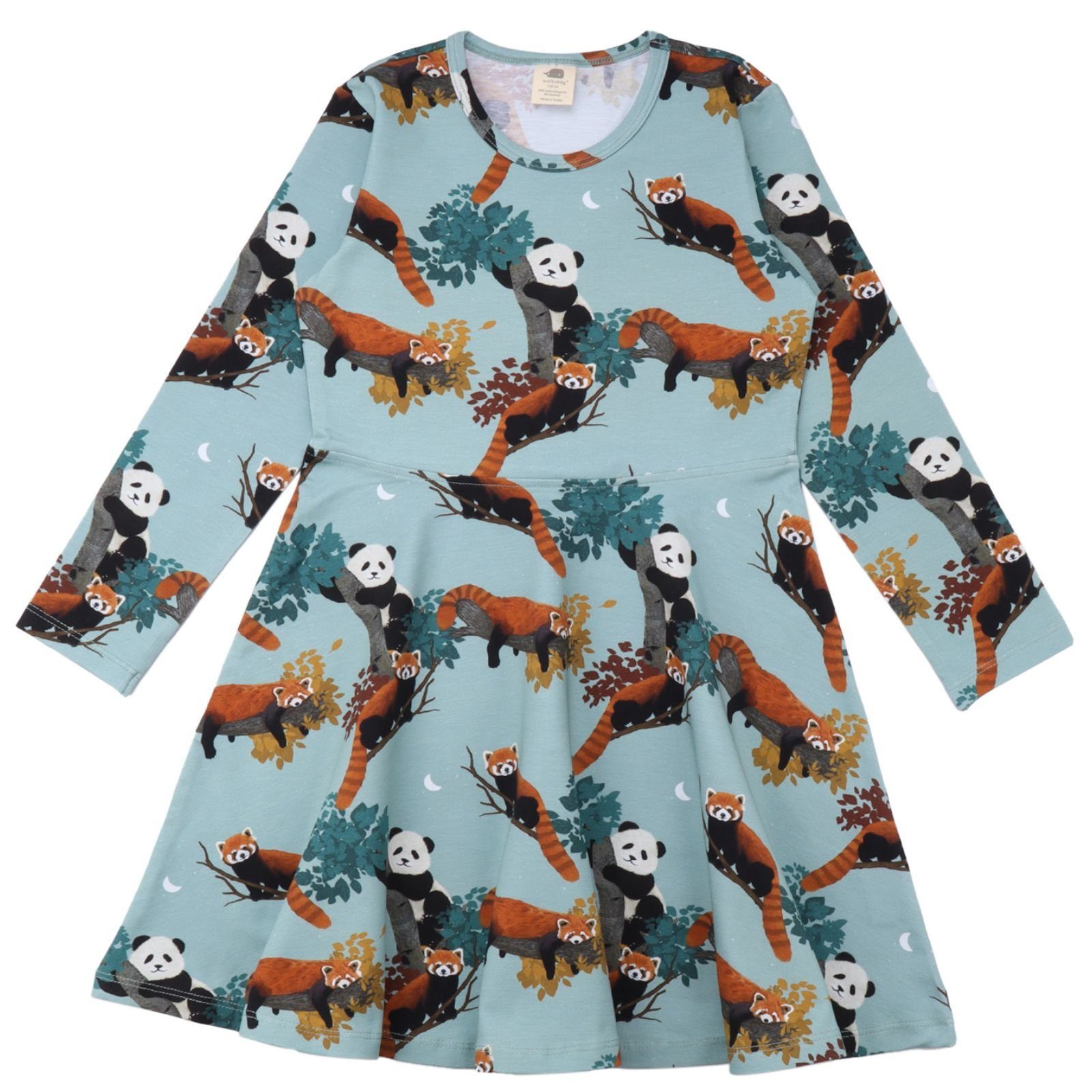 Walkiddy A-Linien-Kleid Walkiddy Langarm Kleid Panda Friends 134 Alloverprint Kleid