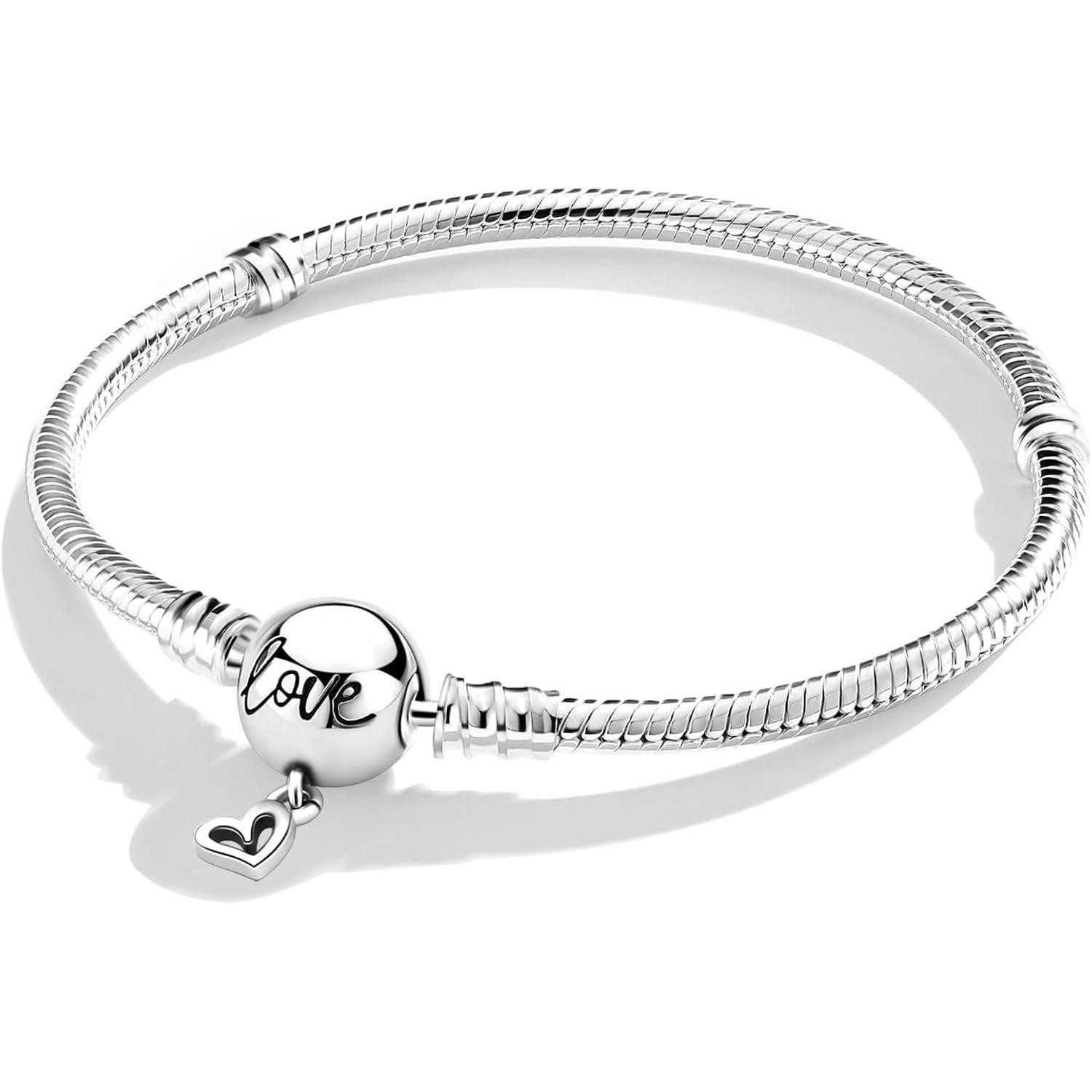 Charm-Armband Armband Schlangen Damen Kugelverschluss 925 Silber Charms BR002B 20CM