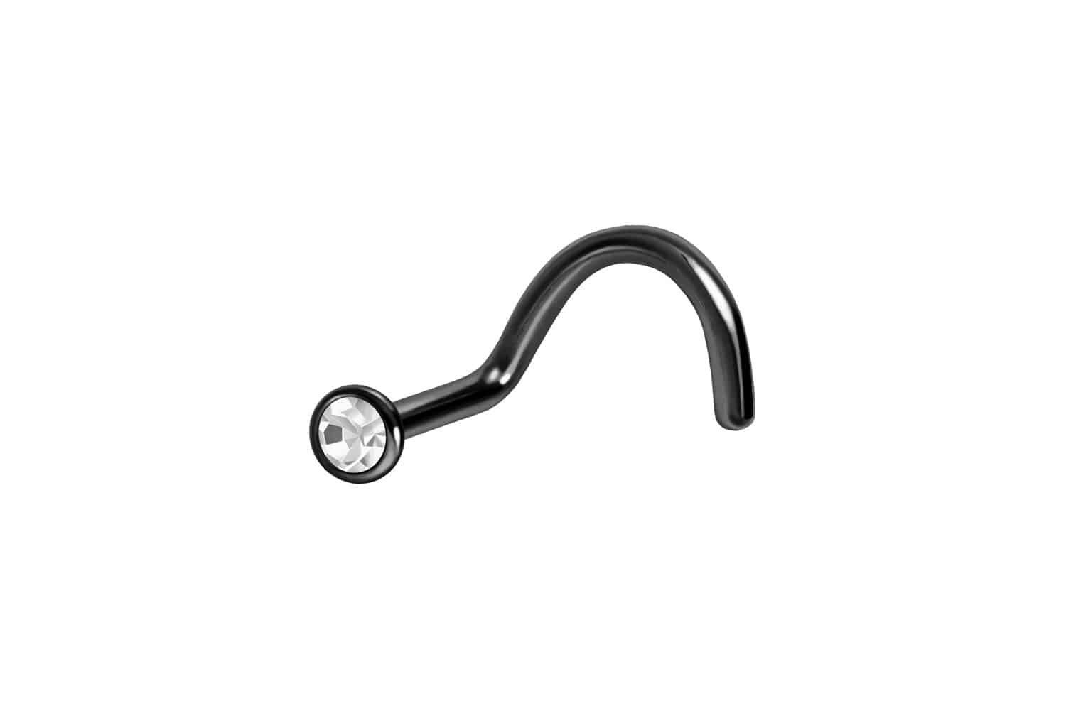 PIERCINGLINE Nasenpiercing Chirurgenstahl Nasenstecker Spirale FLACHER KRISTALL (Nasenstecker, 1-tlg)