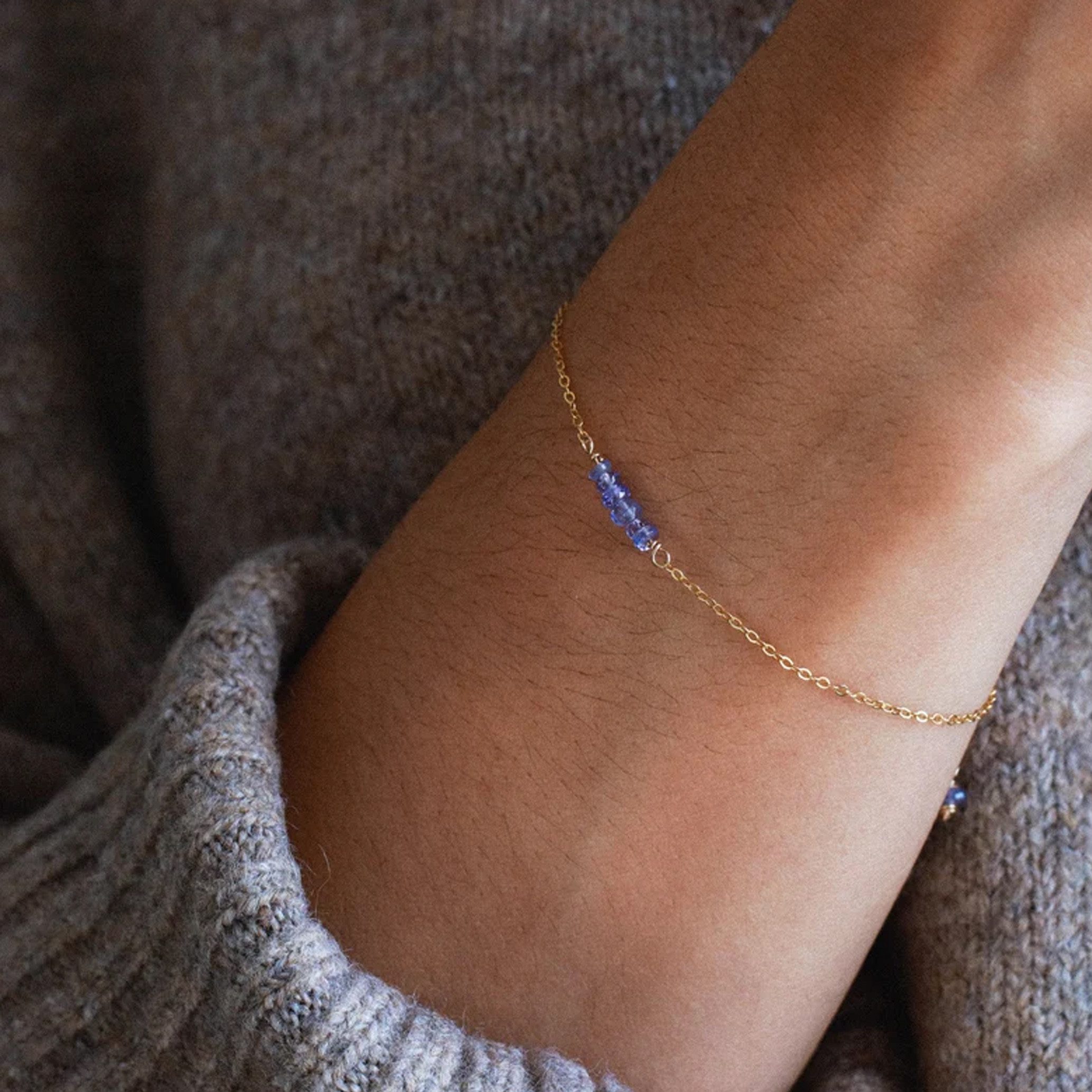 GOLDEN Armkette Tansanit Armband, zierliches 14K Gold Armband, lila Stein G günstig online kaufen