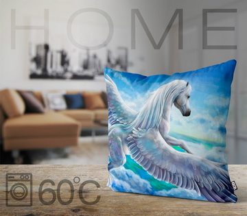Kissenbezug, VOID (1 Stück), Sofa-Kissen Pegasus Himmel Pferd Wolken Einhorn Flügel Reiten Mädchen Frauen Tiere Mähne Mythologie griechische Sagen Traum Himmelreich