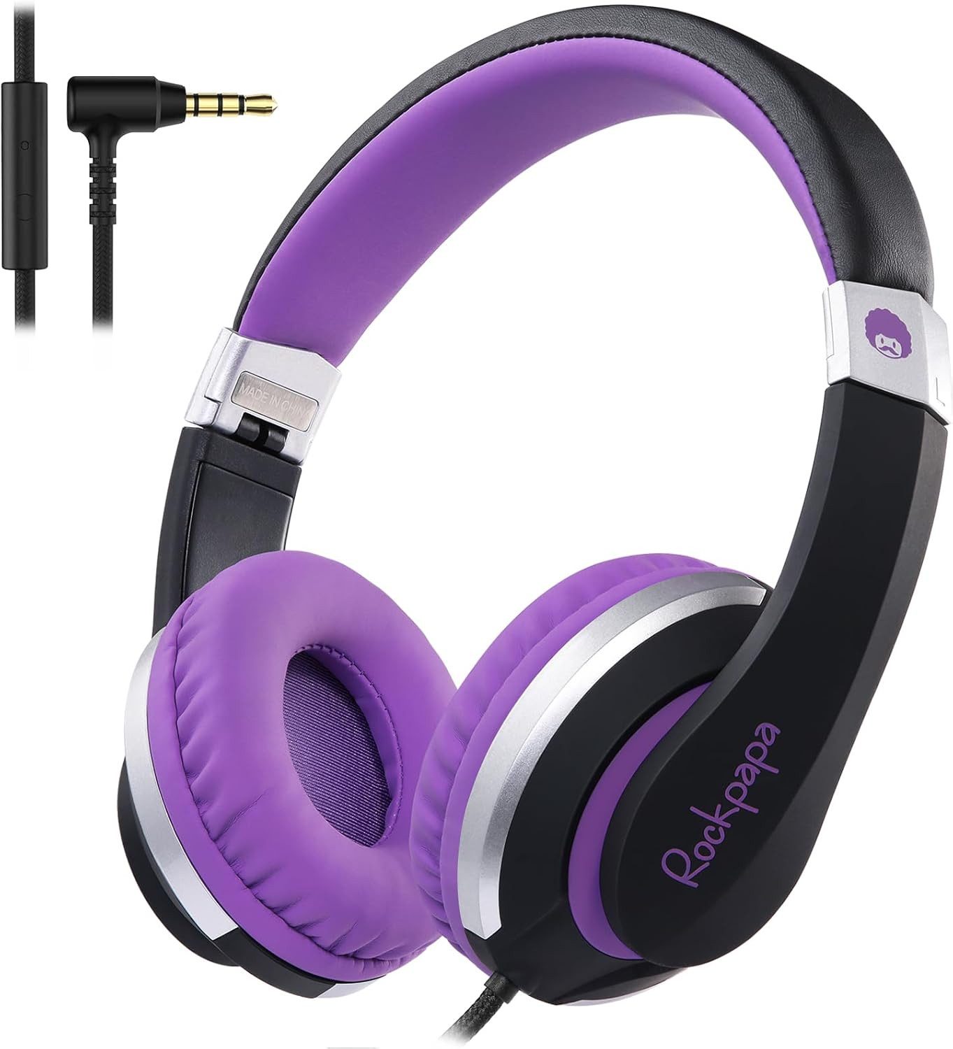 RockPapa mit HD Mikrofon,Faltbare,Aktive Geräuschunterdrückung,Immersiver Klang Kinder-Kopfhörer (On-Ear-Design frei anpassbar für perfekte Passform. Faltbar, ideal für unterwegs. Empfohlen für Kinder und Jugendliche ab 4 Jahren., Kinder Kopfhörer mit Kabel für Mädchen Junge, HD Mikrofon, Faltbare)