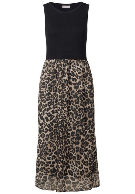 STREET ONE Midikleid – Ärmelloses Sommerkleid mit Chiffon-Rock und Animal P günstig online kaufen