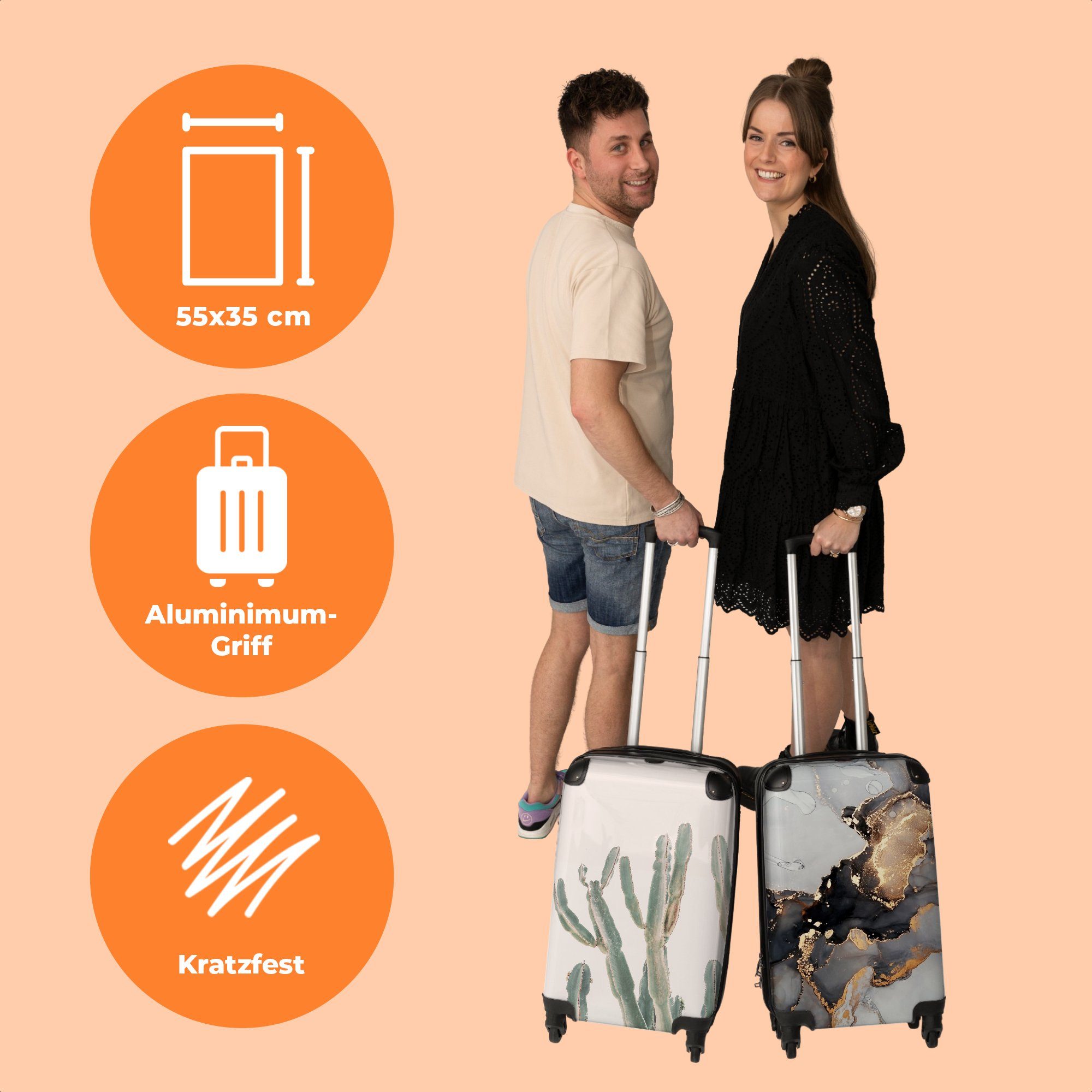 Grün Natur, Cabin - Pflanze Rollen, Kaktus Handgepäckkoffer - Rollen - 4 Reisekoffer Rollkoffer 4 Kleine 55x35x20cm Trolley - NoBoringSuitcases.com© Handgepäck mit