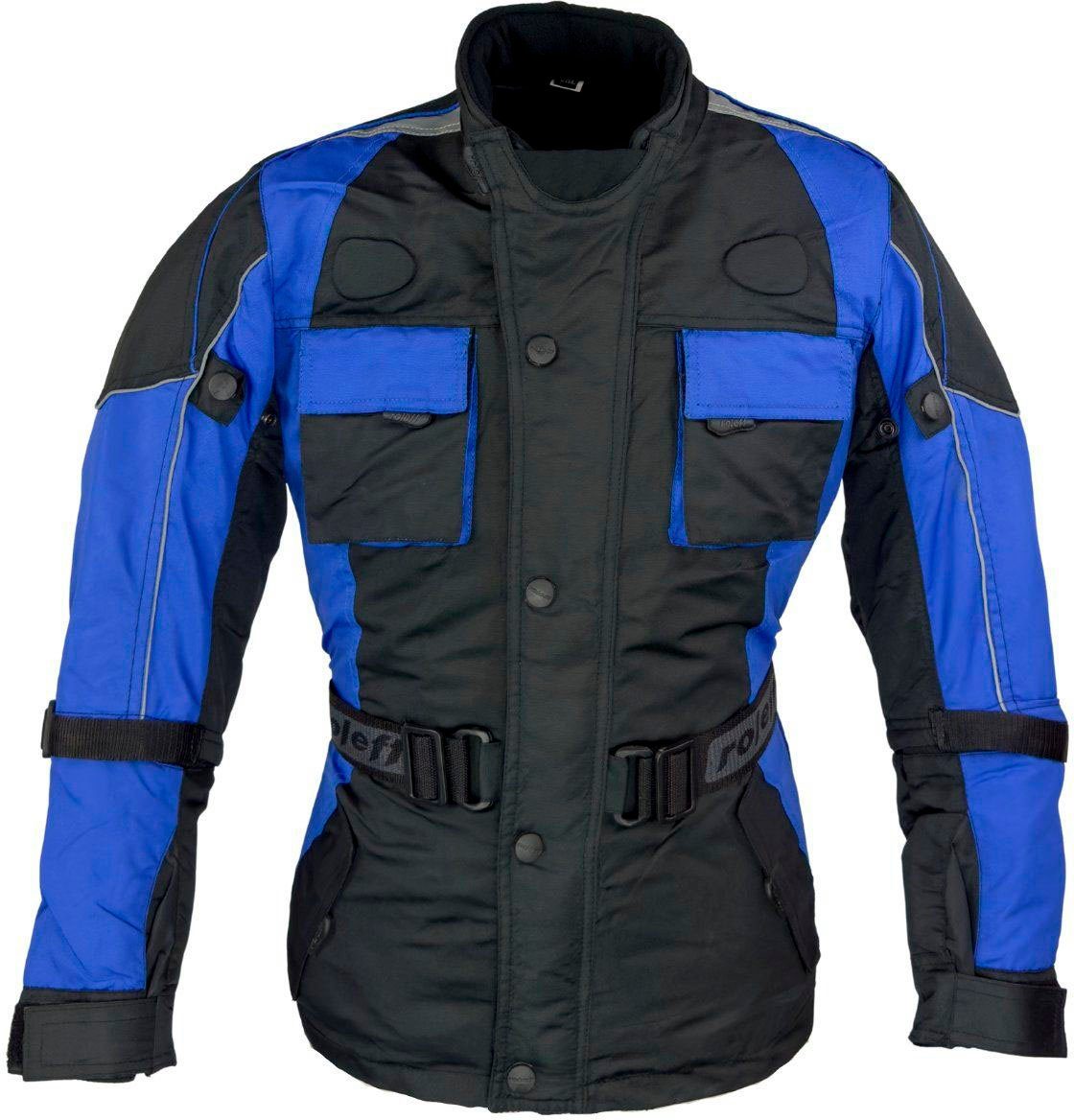 roleff Motorradjacke Kids geeignet für mit Sicherheitsstreifen schwarz-blau Kinder