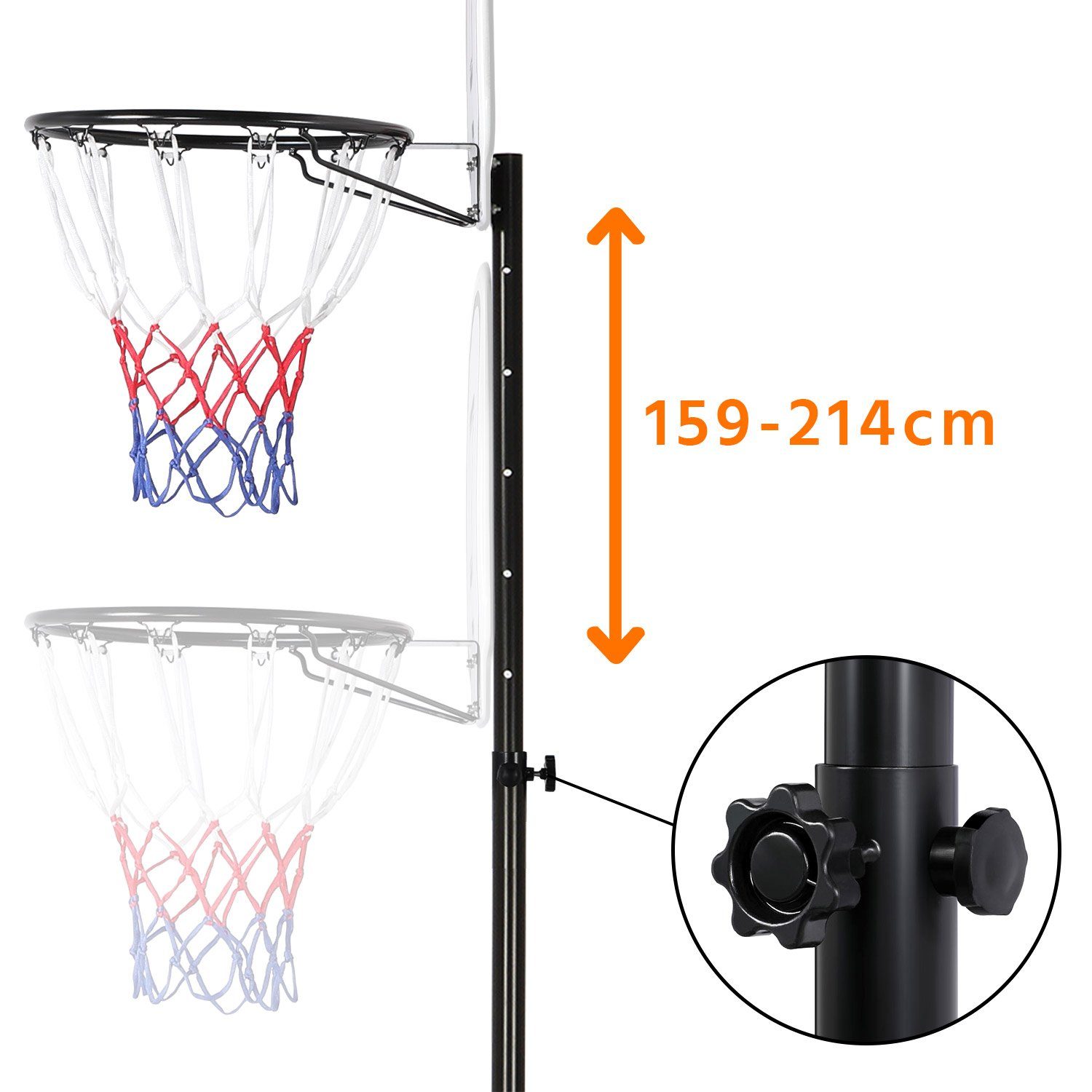 Basketballkorb mit Ständer Yaheetech Tragbar Schwarz Basketballständer, Korbanlage