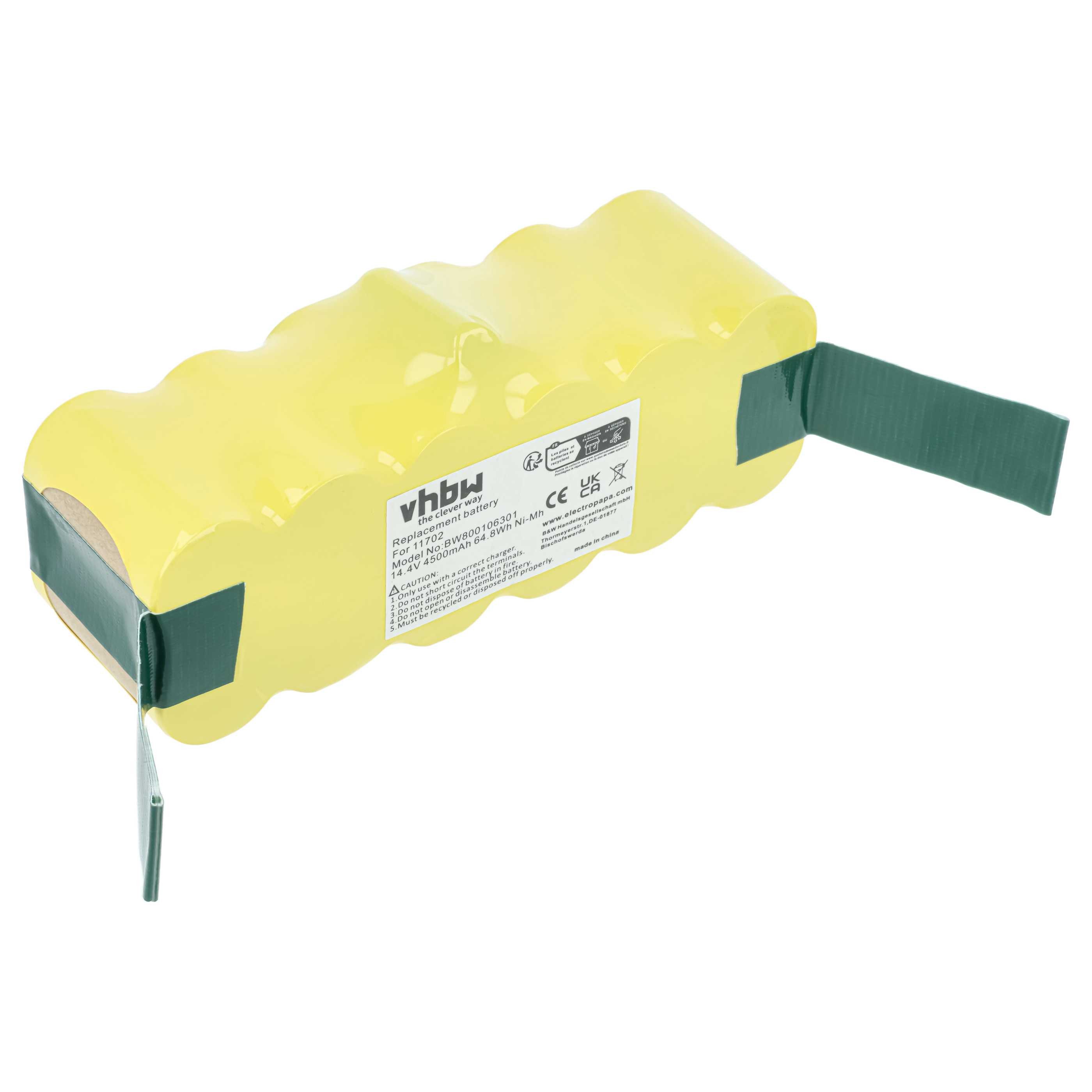 vhbw Akku passend für iRobot Roomba 581, 580, 562, 570, 563, 565, 564, 605, Staubsauger-Akku Akku NiMH 4500 mAh (14,4 V, 1 St), Leistungsfähiger Austausch-Akku für Ihren Saugroboter