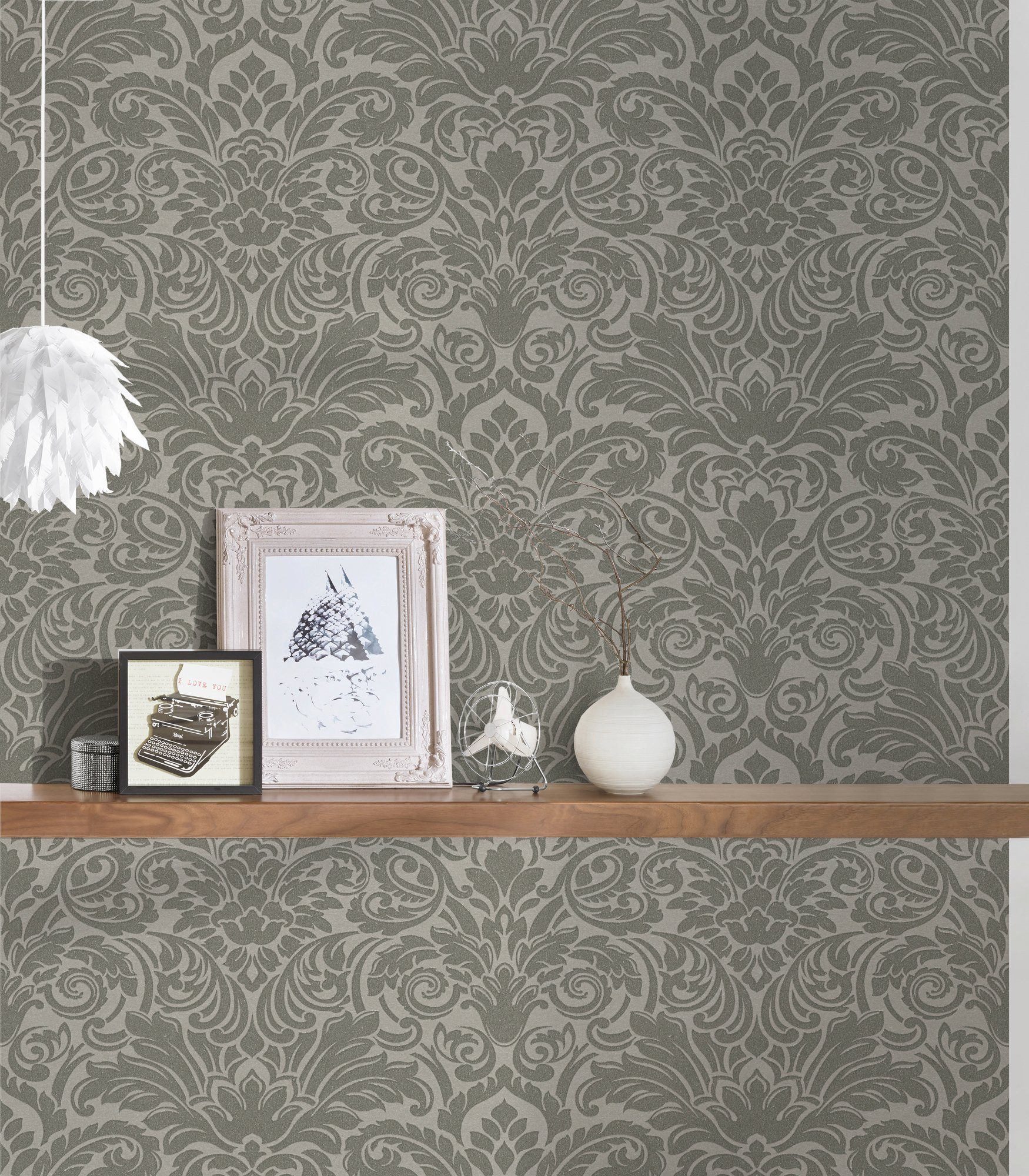 Architects Paper Vliestapete Luxury wallpaper, strukturiert, silberfarben/grau Barock, Ornament Barock Tapete