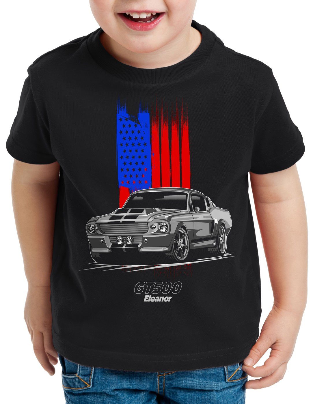 style3 Print-Shirt Kinder T-Shirt GT500 stars Eleanor and stripes usa